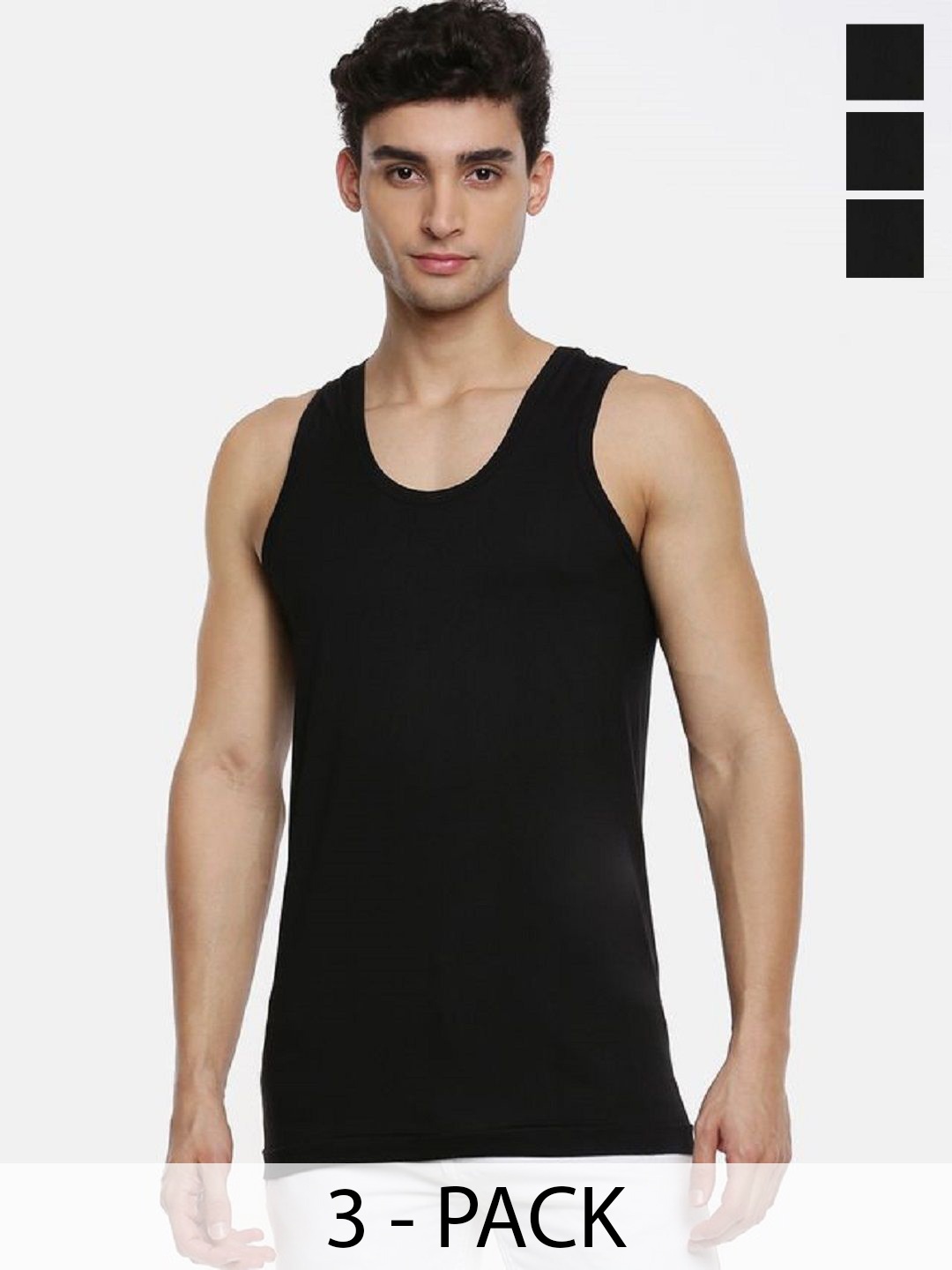 

Ramraj Men Pack Of 3 Cotton Innerwear Vests R1SukraRNBLK3P, Black