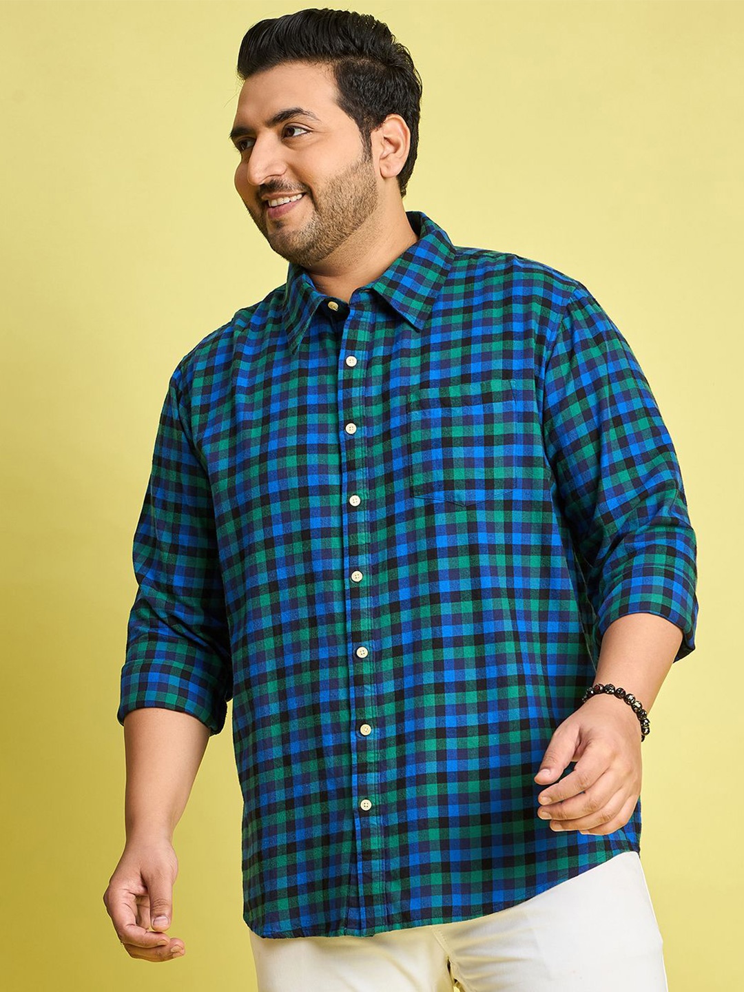 

bigbanana Men Shepherd Checks Opaque Checked Casual Shirt, Blue