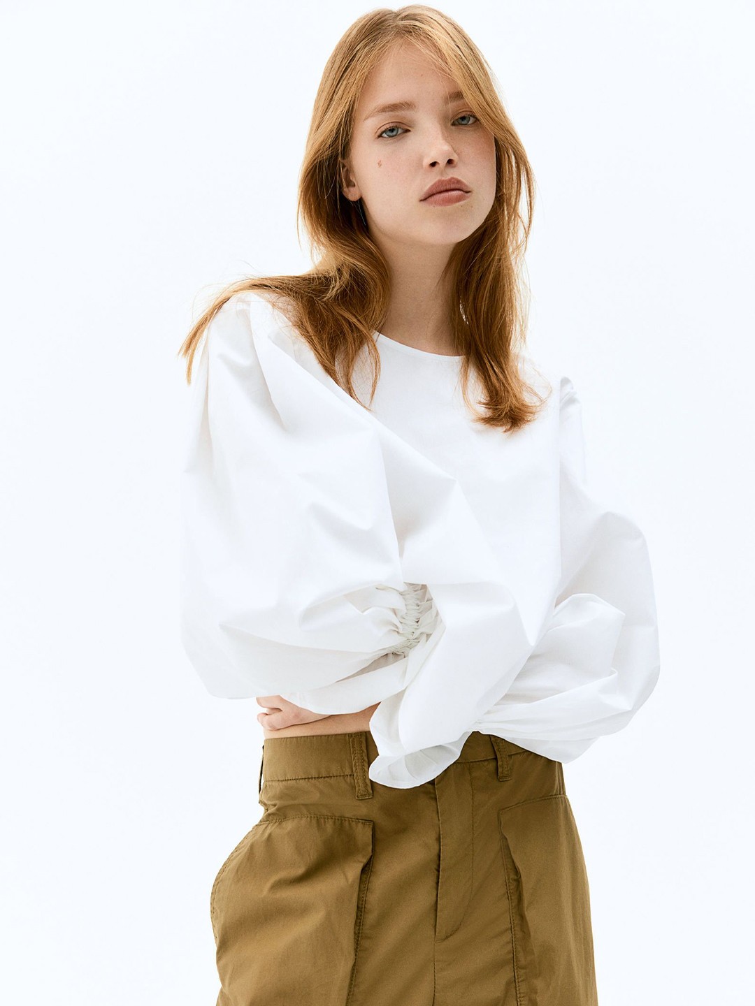 

H&M Tie-Detail Cotton Blouse, White