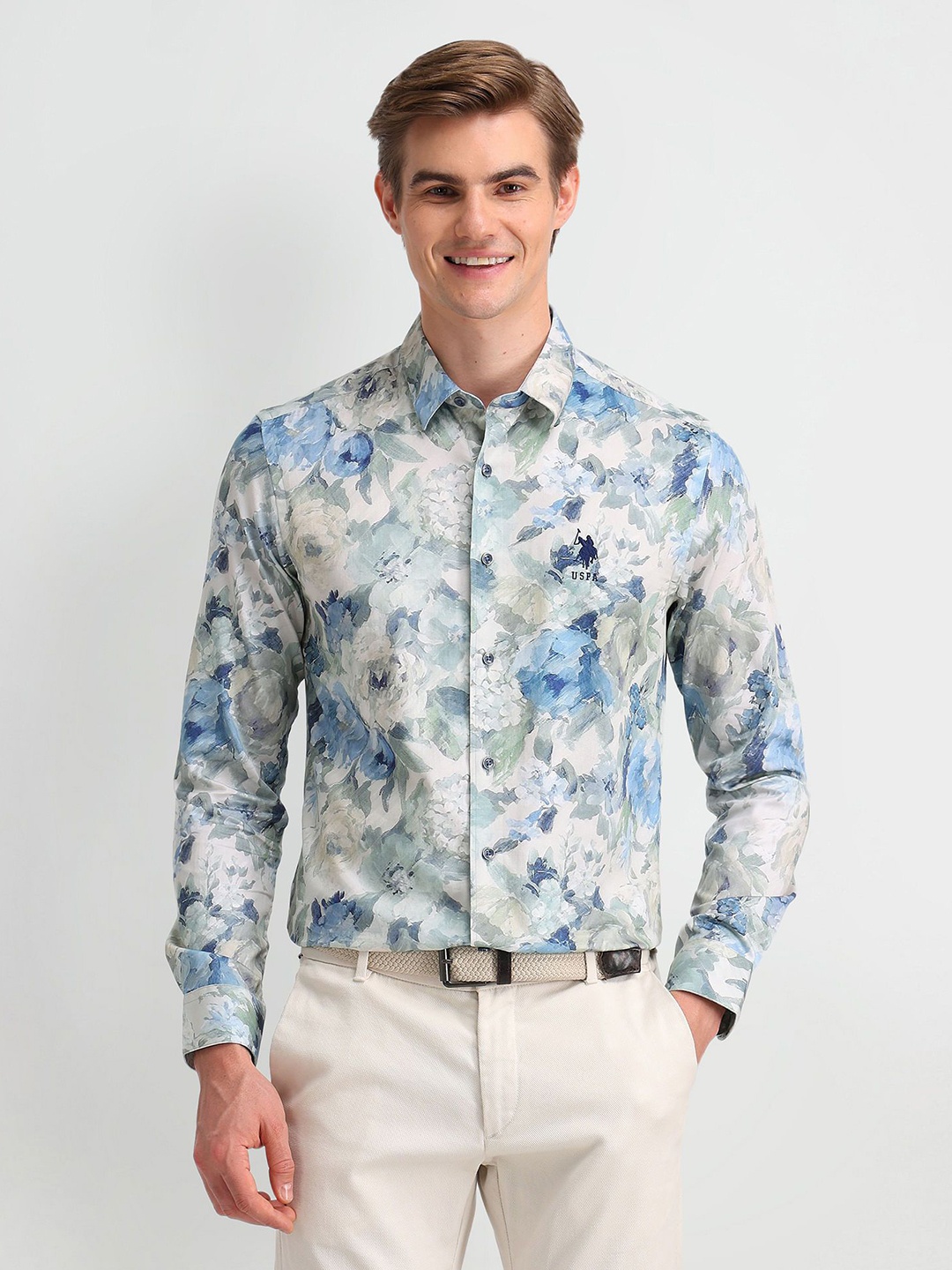 

U.S. Polo Assn. Denim Co. Men Slim Fit Floral Opaque Printed Casual Shirt, Green