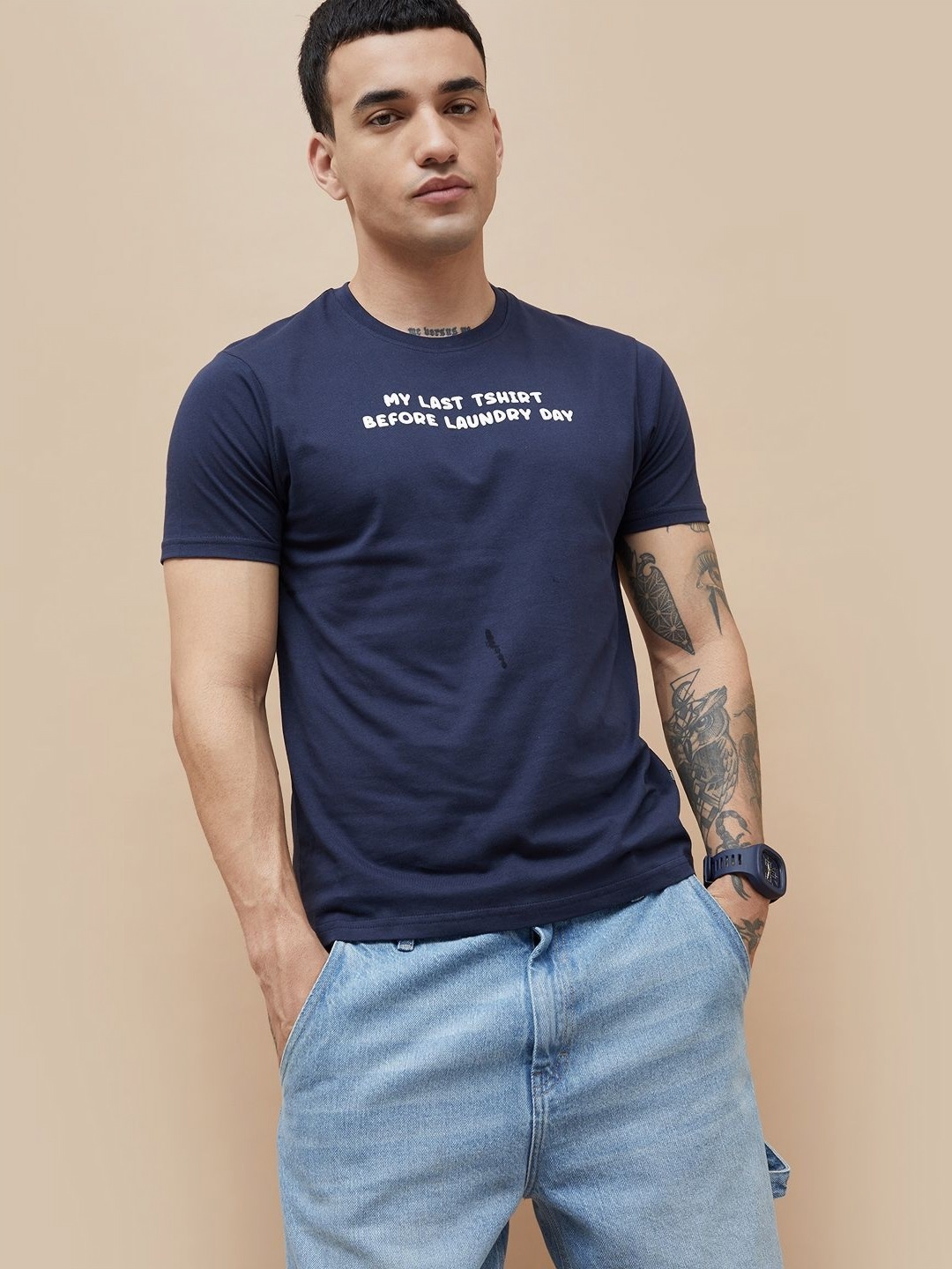 

Fame Forever by Lifestyle Men Typography Printed Round Neck Cotton T-shirt, Blue