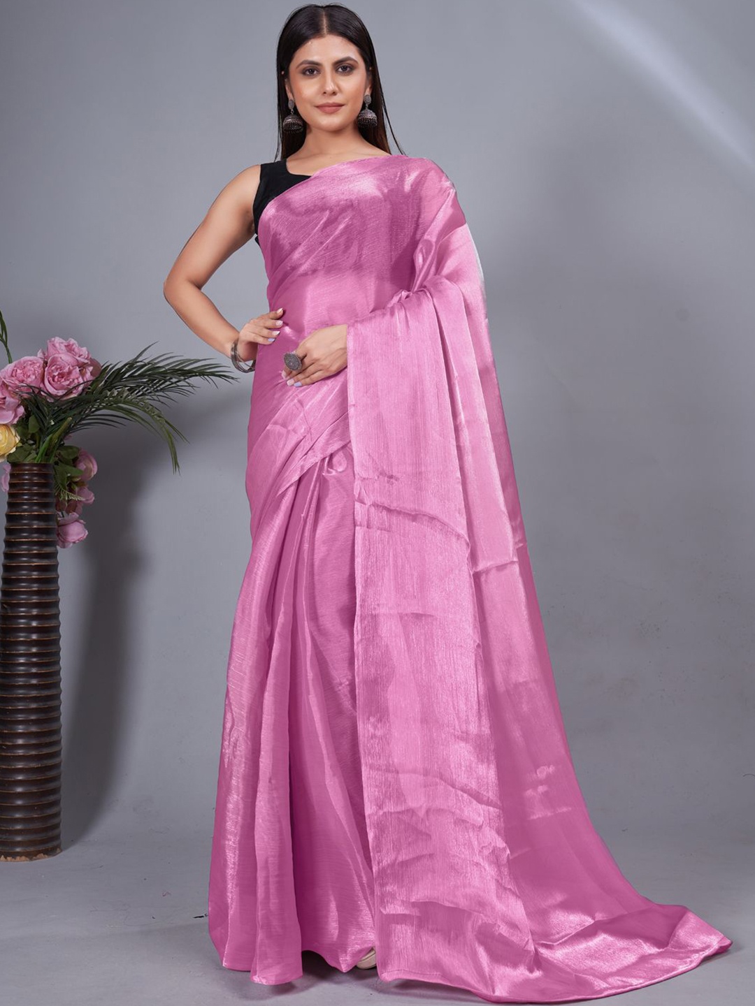 

Mitera Art Silk Ready to Wear Saree, Pink
