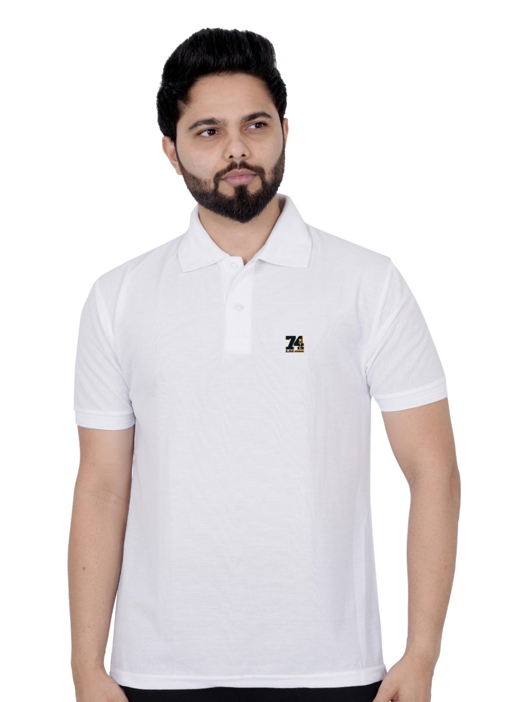 

LA MILANO Men Polo Collar Cotton Slim Fit T-shirt, White