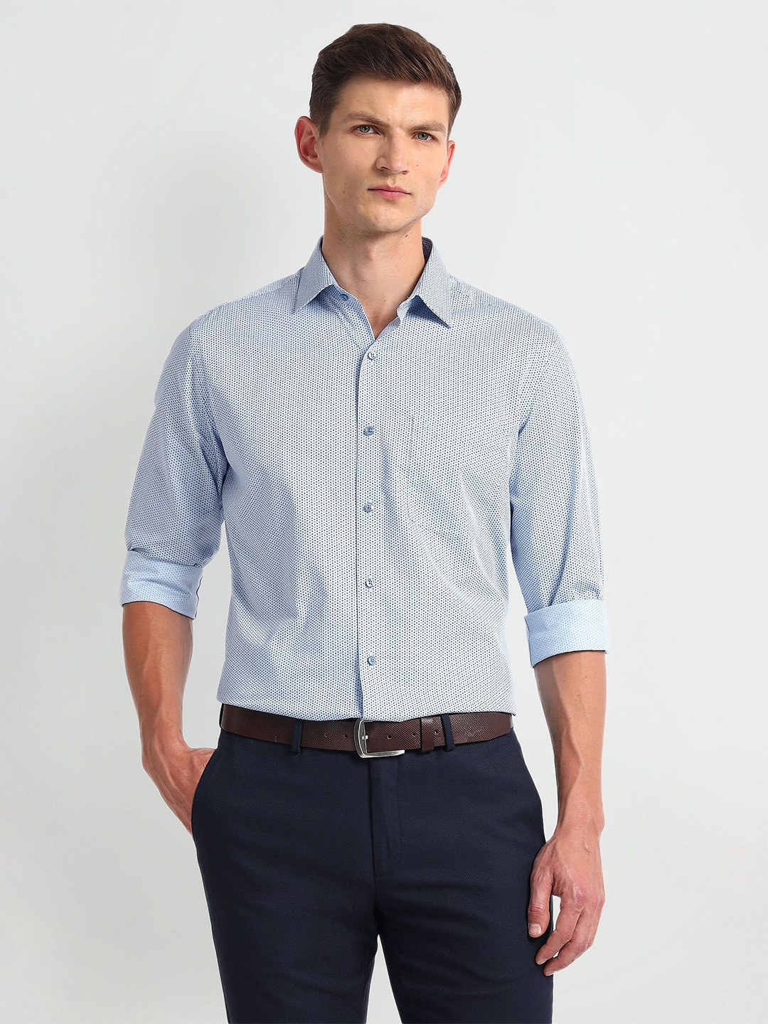 

Arrow Men Floral Opaque Printed Formal Shirt, Blue