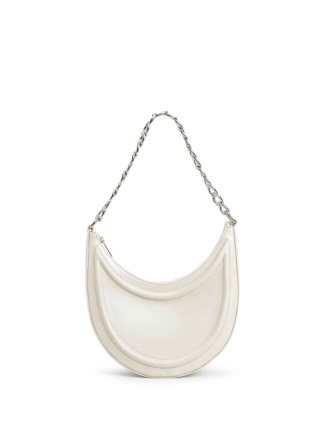 

DressBerry PU Half Moon Shoulder Bag with Tasselled, White