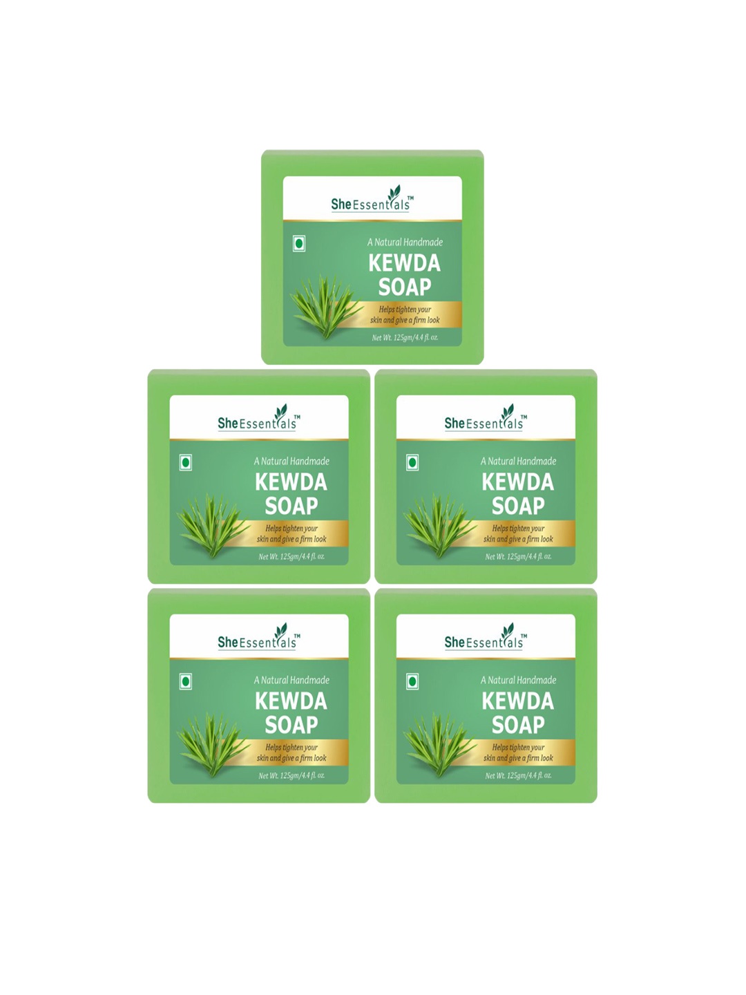 

She Essentials Set Of 5 Kewda Vanilla Soap-125g Each, Transparent