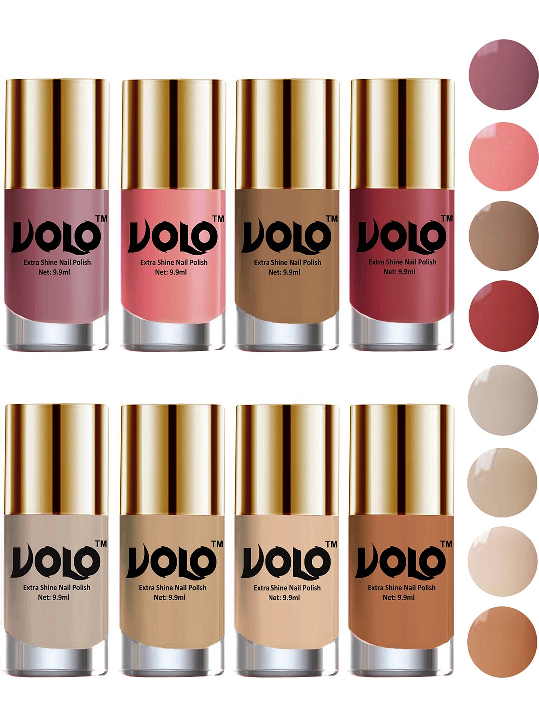 

VOLO Set Of 8 Luxury Super Shine Nail Polish - 9.9 ml Each - Combo-No-51, Tan