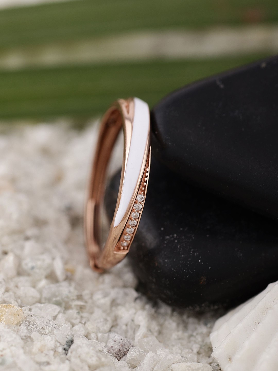 

DIAVO Rose Gold Plated 925 Sterling Silver Adjustable Finger Ring
