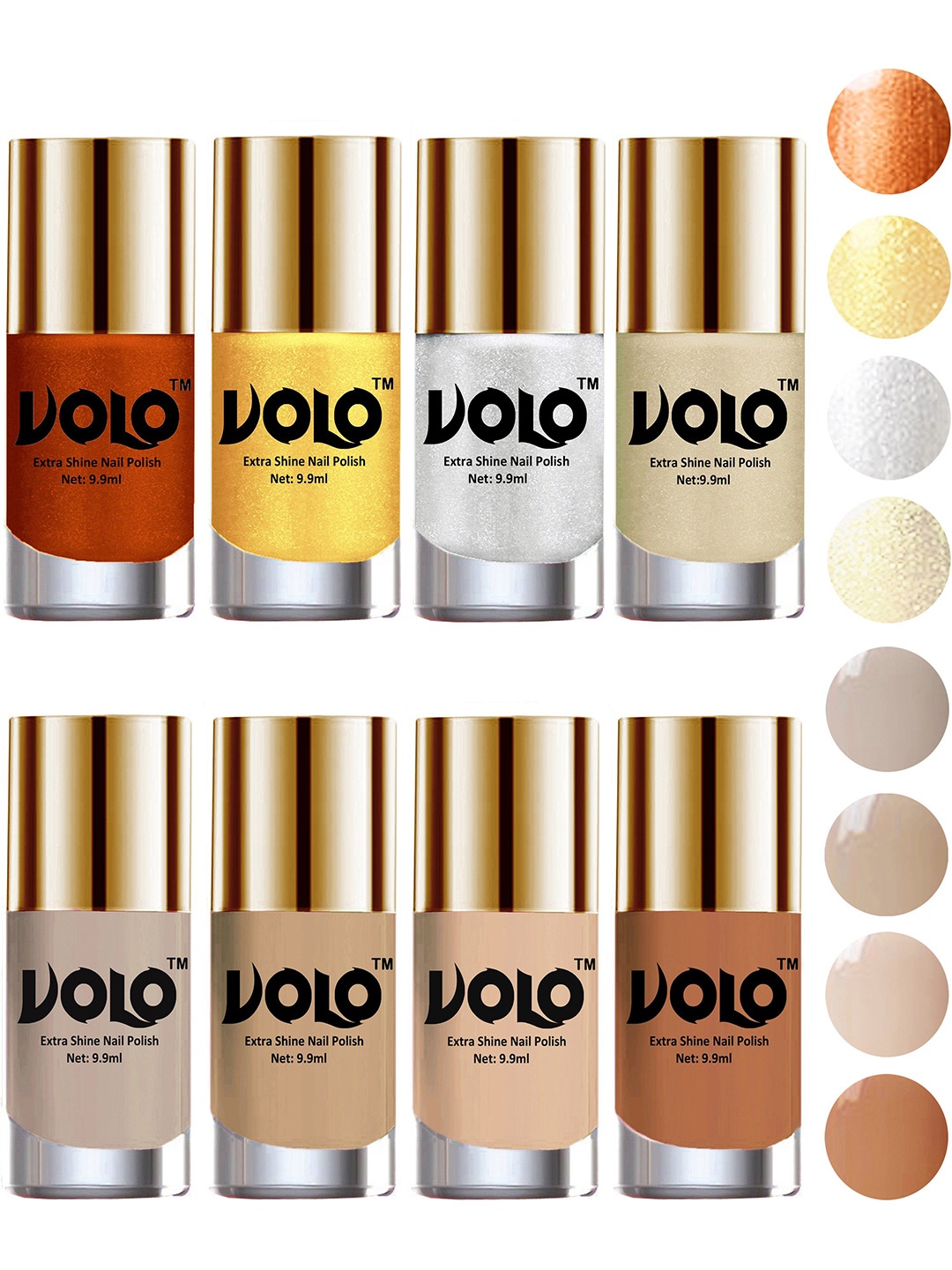 

VOLO Set Of 8 High-Shine Long Lasting Professional Nail Polish- 9.9ml Each, Yellow