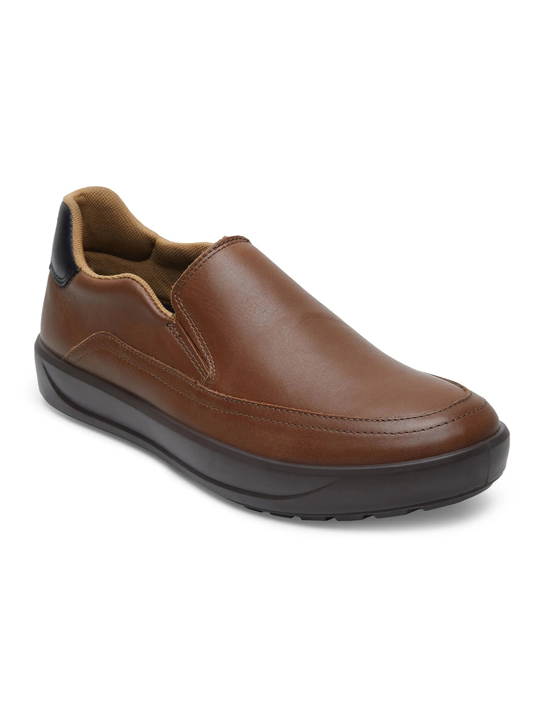 

ERGON Men Leather Slip-On Sneakers, Brown