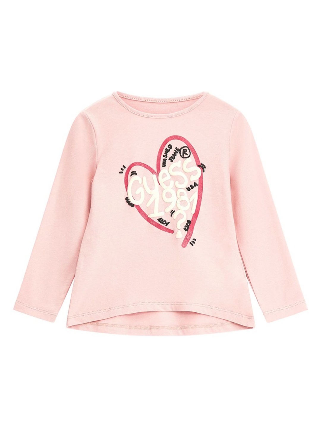 

GUESS kids Girls Graphic Printed Round Neck Cotton T-shirt, Pink