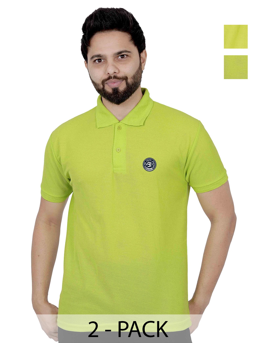 

LA MILANO Men Polo Collar Solid Slim Fit T-shirt, Lime green