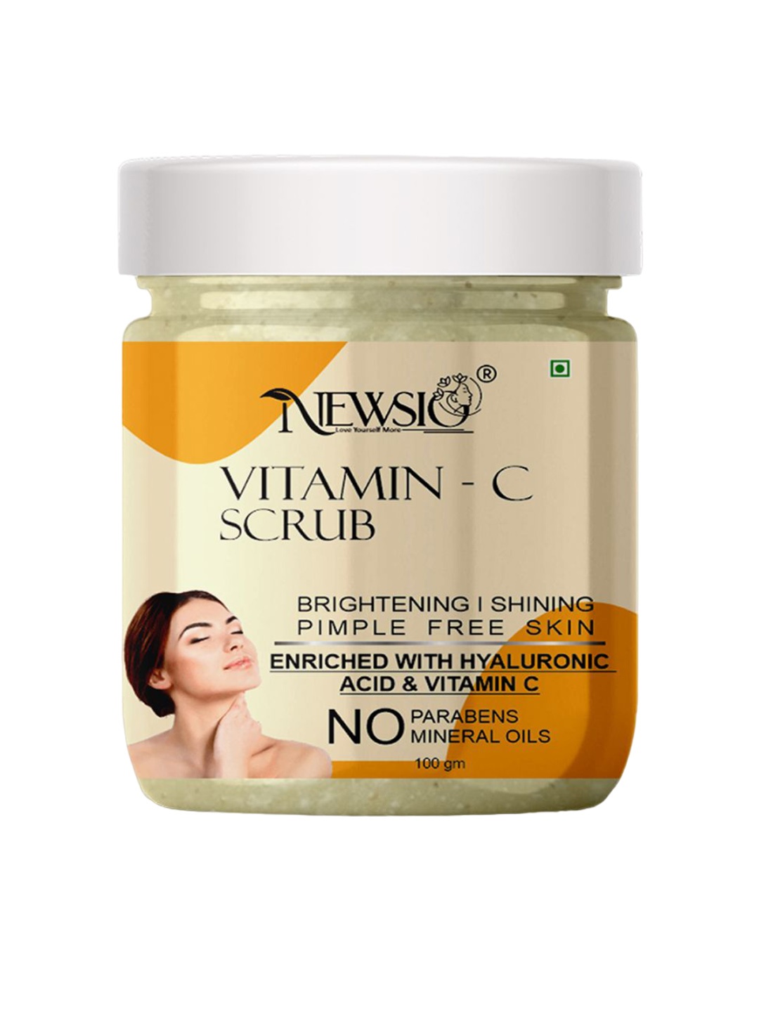 

Newsio Vitamin C Scrub For Brightening Skin With Hyaluronic Acid- 100 g, Yellow