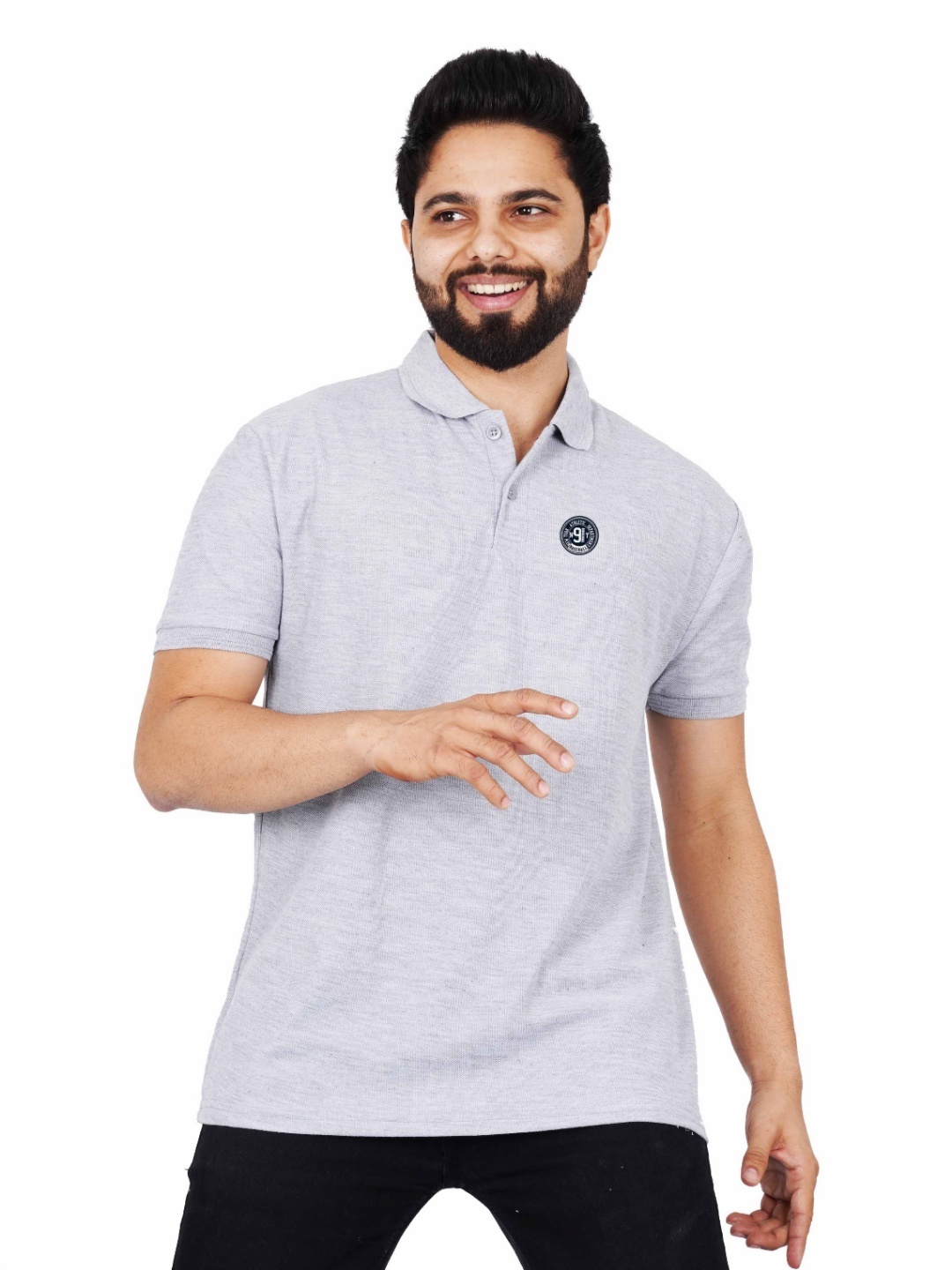

LA MILANO Men Polo Collar Slim Fit T-shirt, Grey