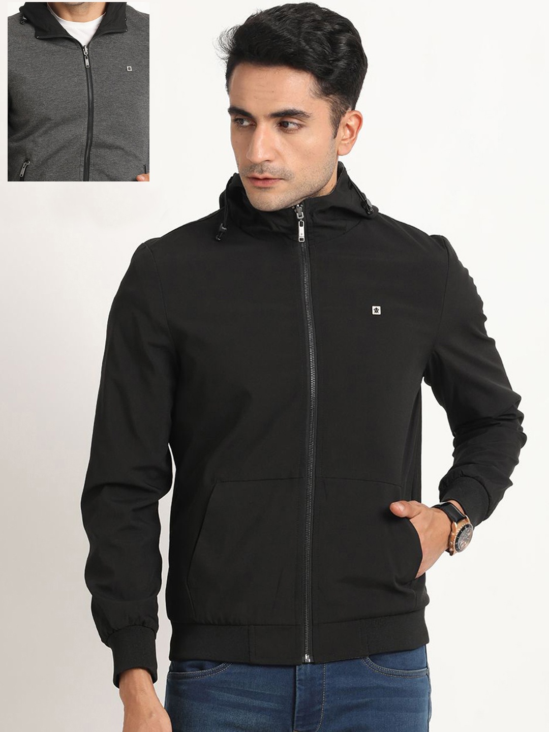 

Turtle Men Reversible Bomber Jacket, Black