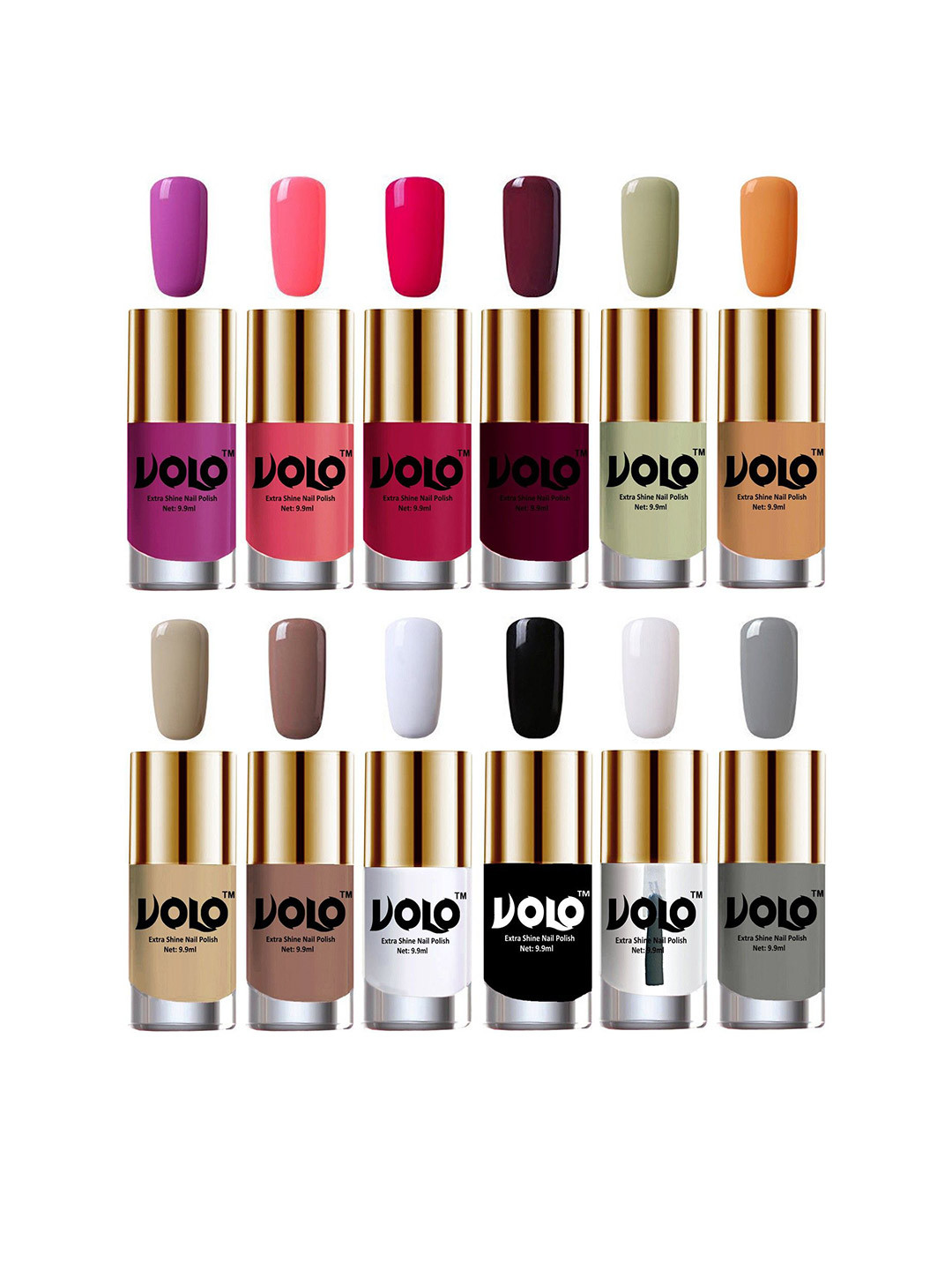 

VOLO Set of 8 High-Shine Professional Nail Polish-9ml Each-Combo No-35, Multi