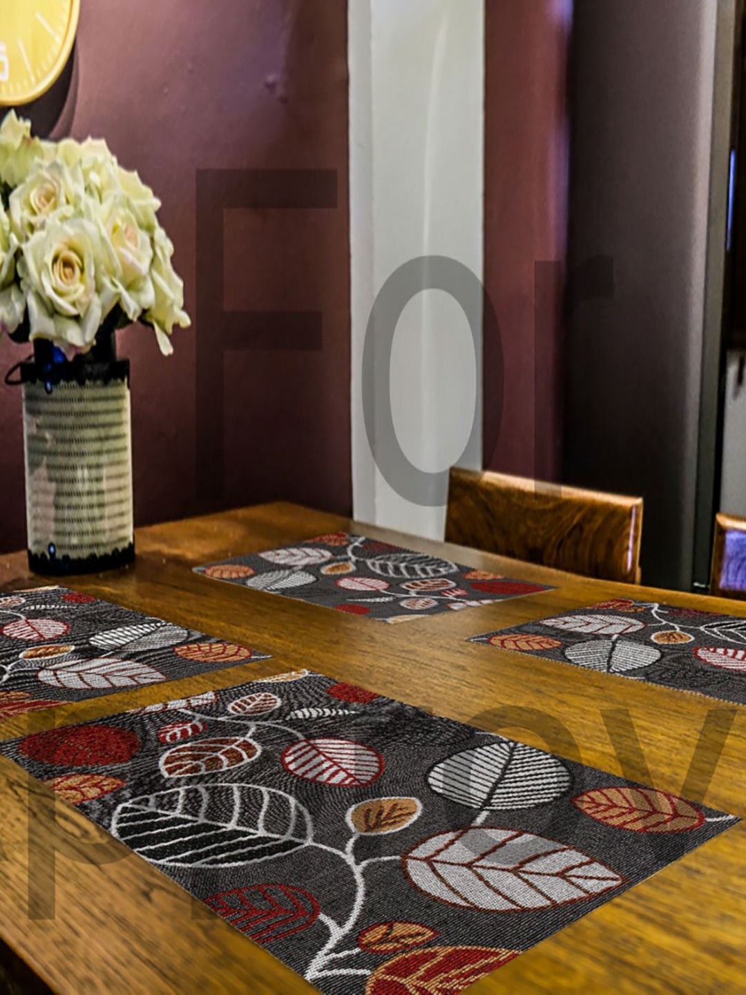 

PRAKARTIK Set of 4 Black & Green Printed Cotton Dining Table Mats