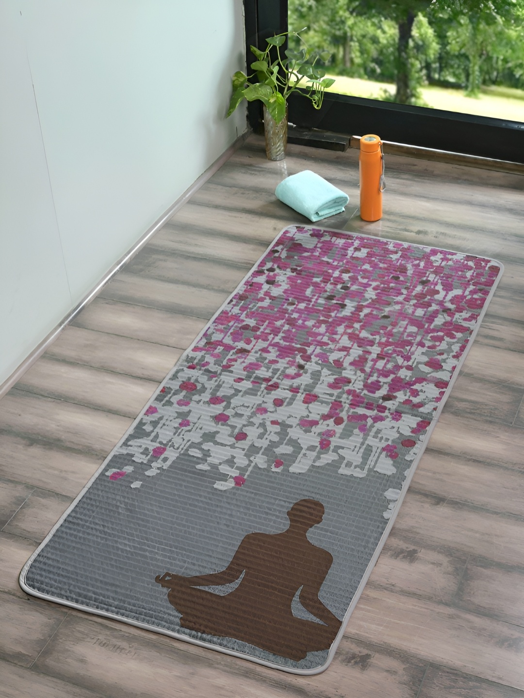 

Saral Home Grey& Purple Self Design Anti-skid Tapestry Microfiber Yoga Mat With Bag