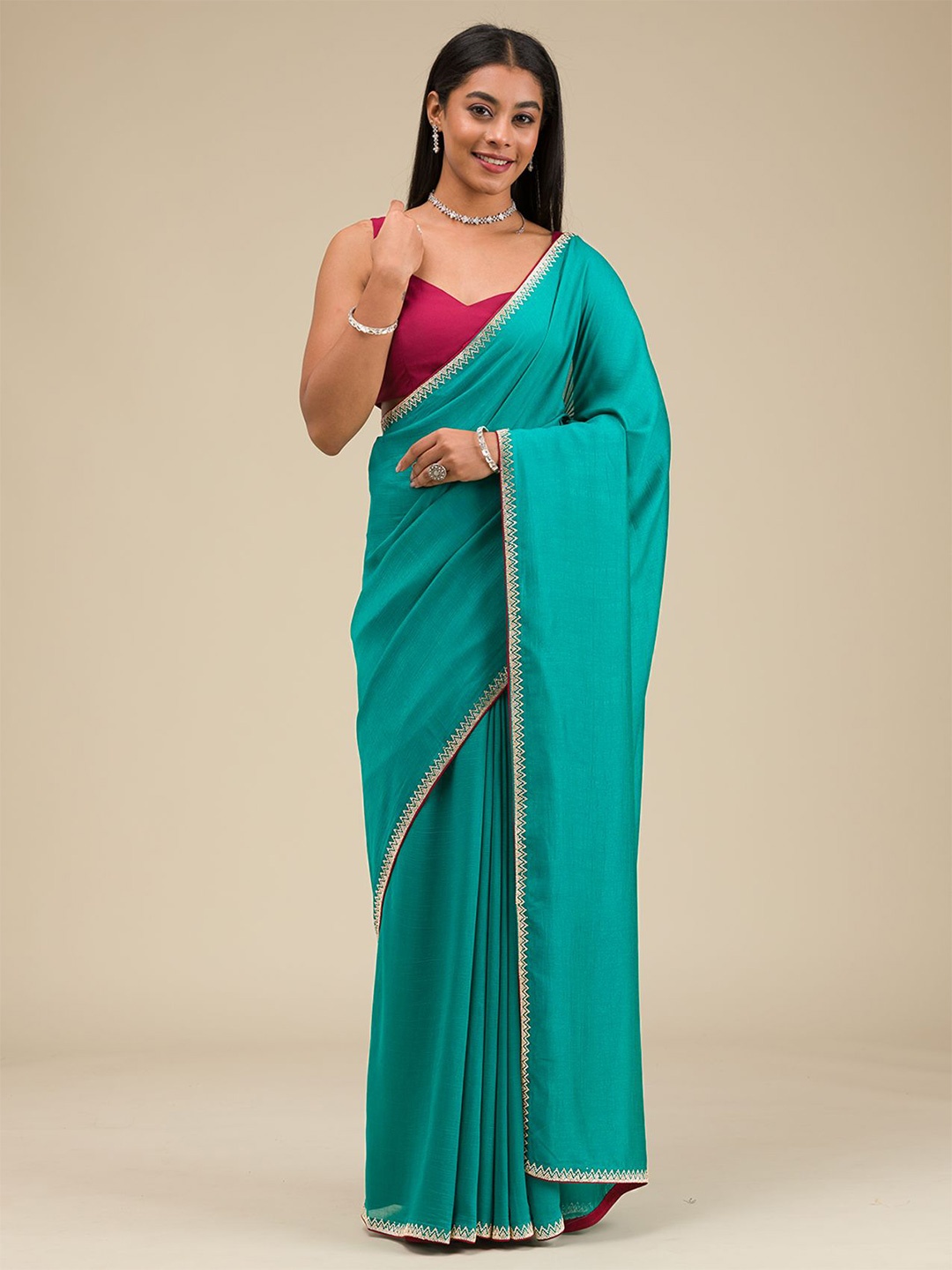 

Koskii Zari work Saree, Green