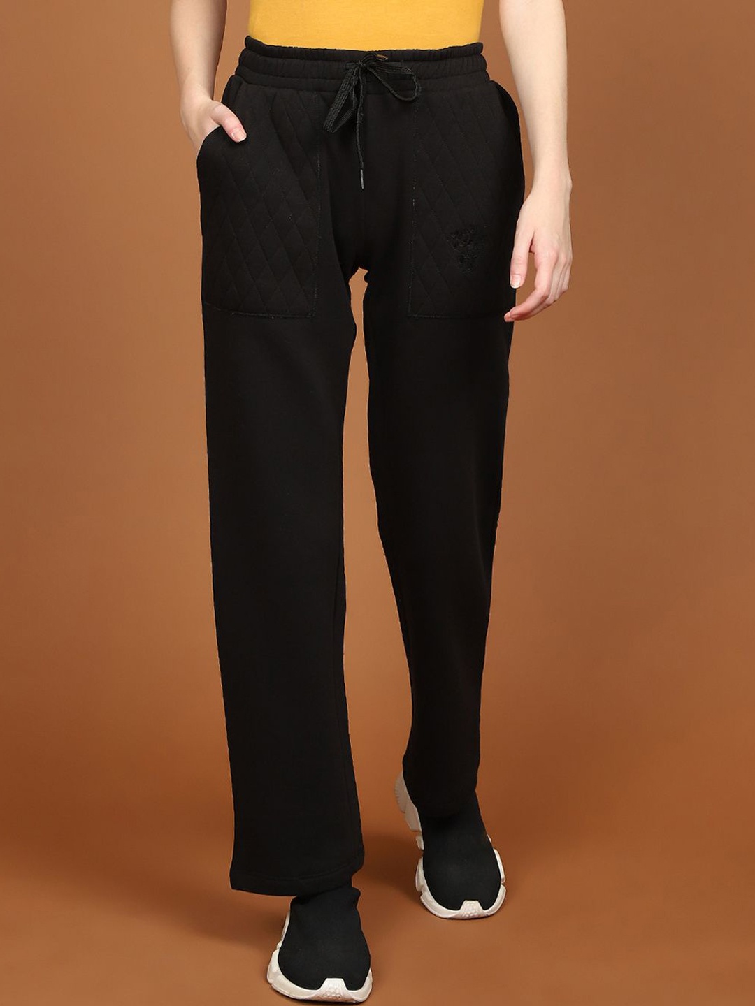 

MADAME M SECRET Women Mid-Rise Track Pants, Black
