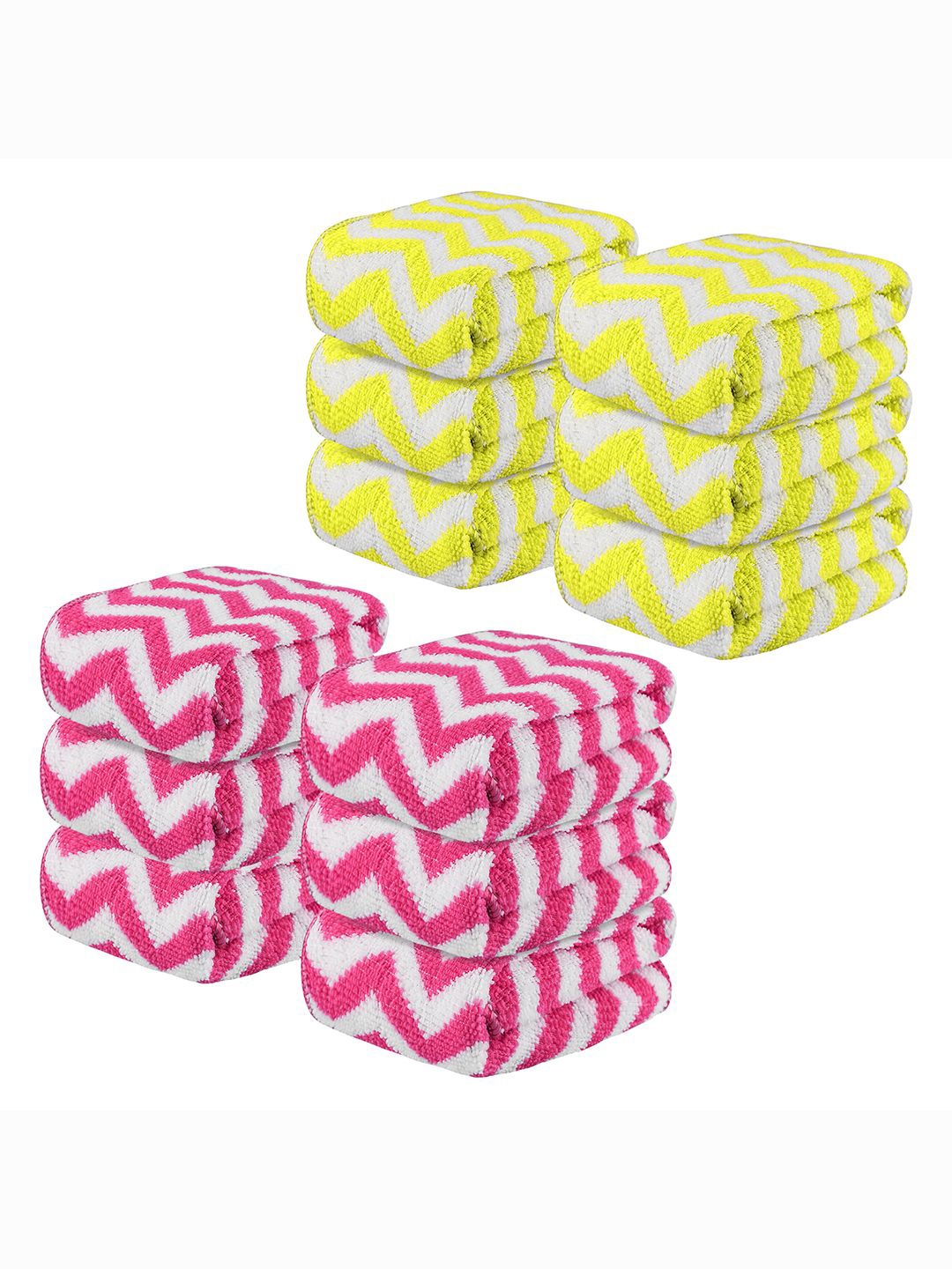 

Kuber Industries Yellow 12 Pieces Printed Super Absorbent 250 GSM Microfibre Face Towels