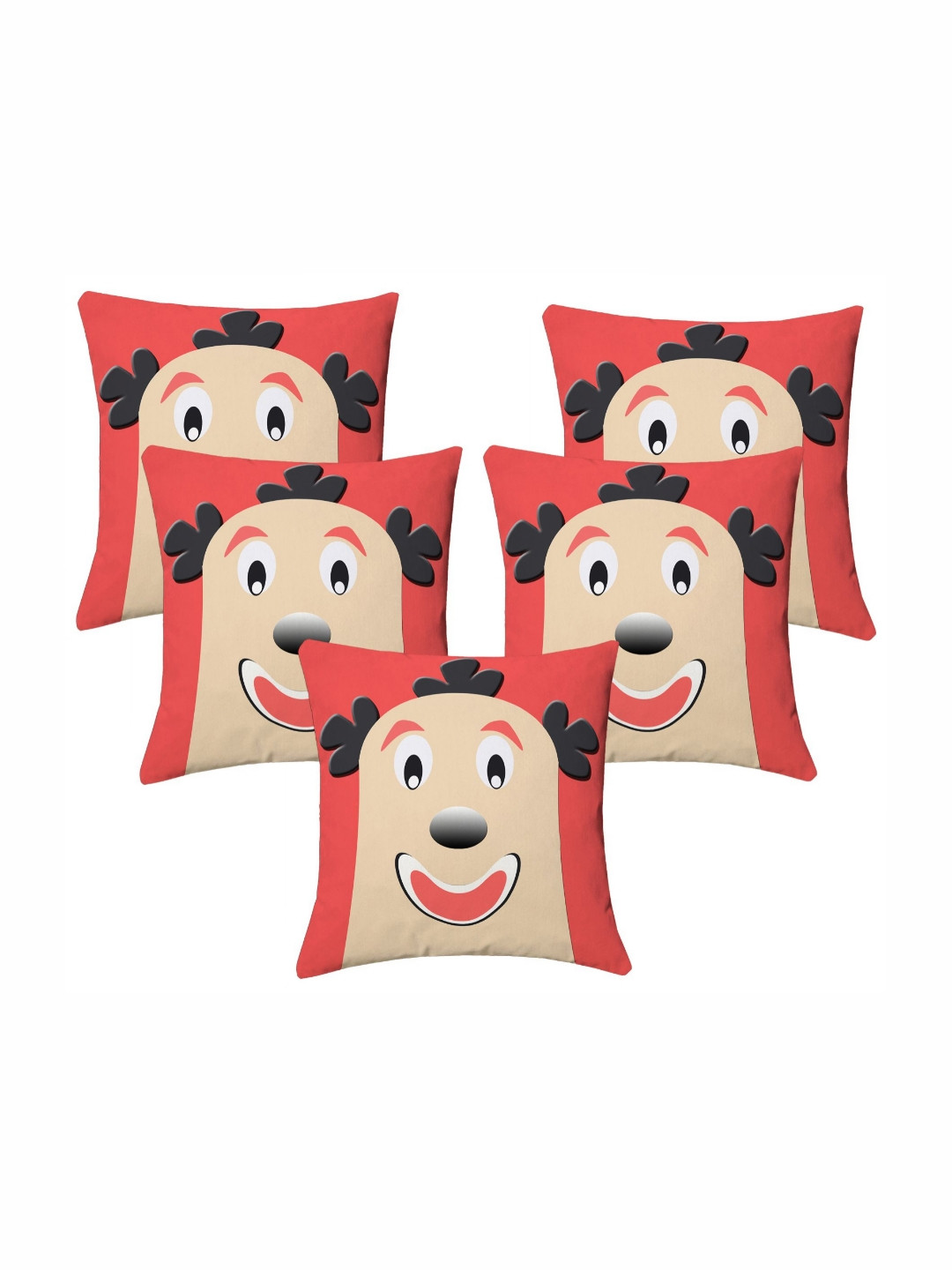 

Lushomes Orange Colored & Beige 5 Pieces Funny Man Printed Square Cushion Covers