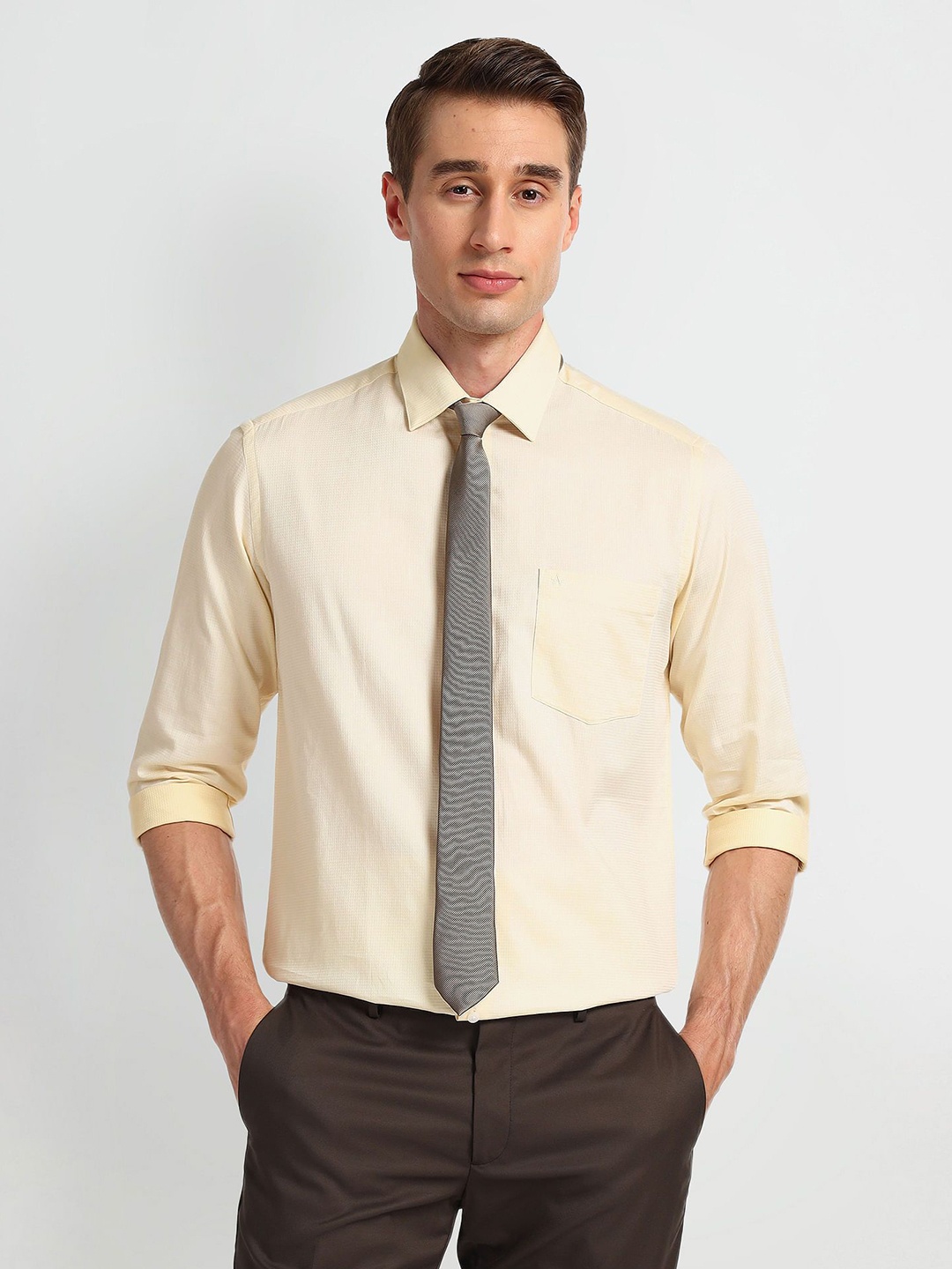 

Arrow Men Slim Fit Opaque Formal Shirt, Yellow