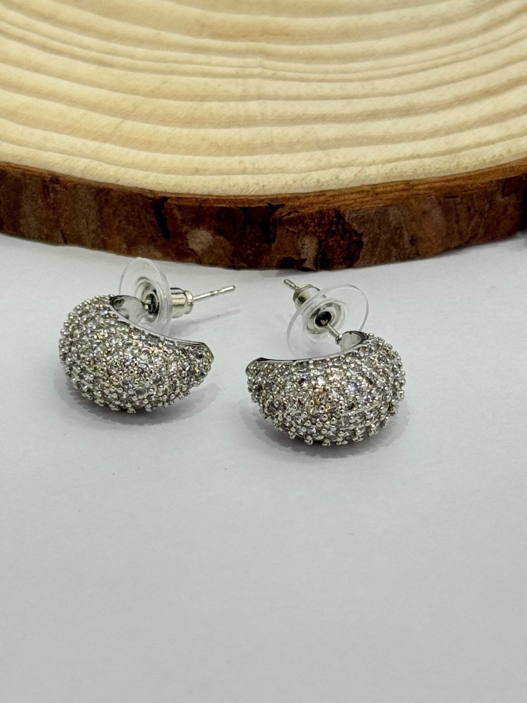 

The Jewellery Tale Silver-Plated Circular Half Hoop Earrings
