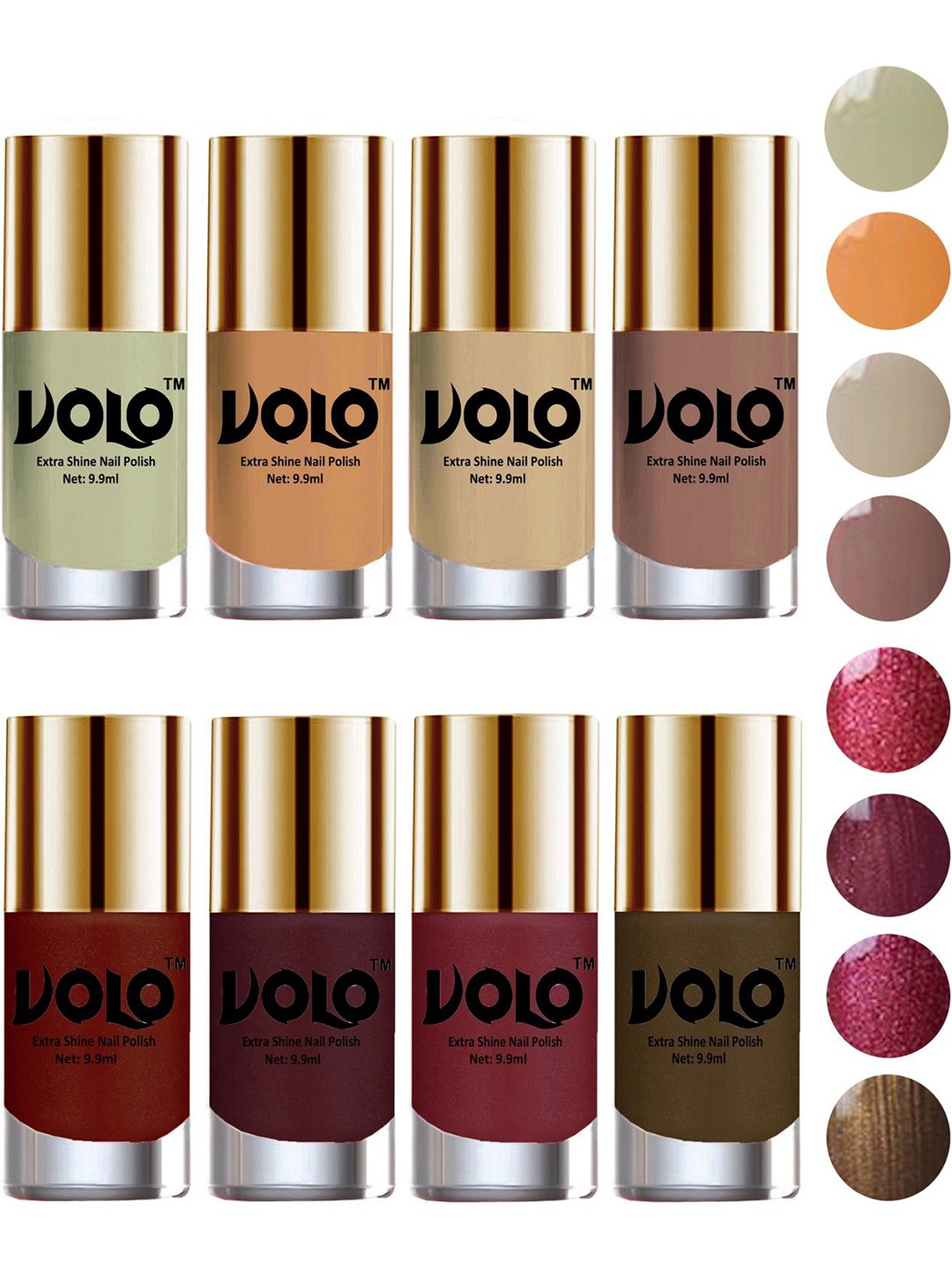 

VOLO Set Of 8 Long Lasting Nail Polish-9.9 ml Each Combo No-24, Brown