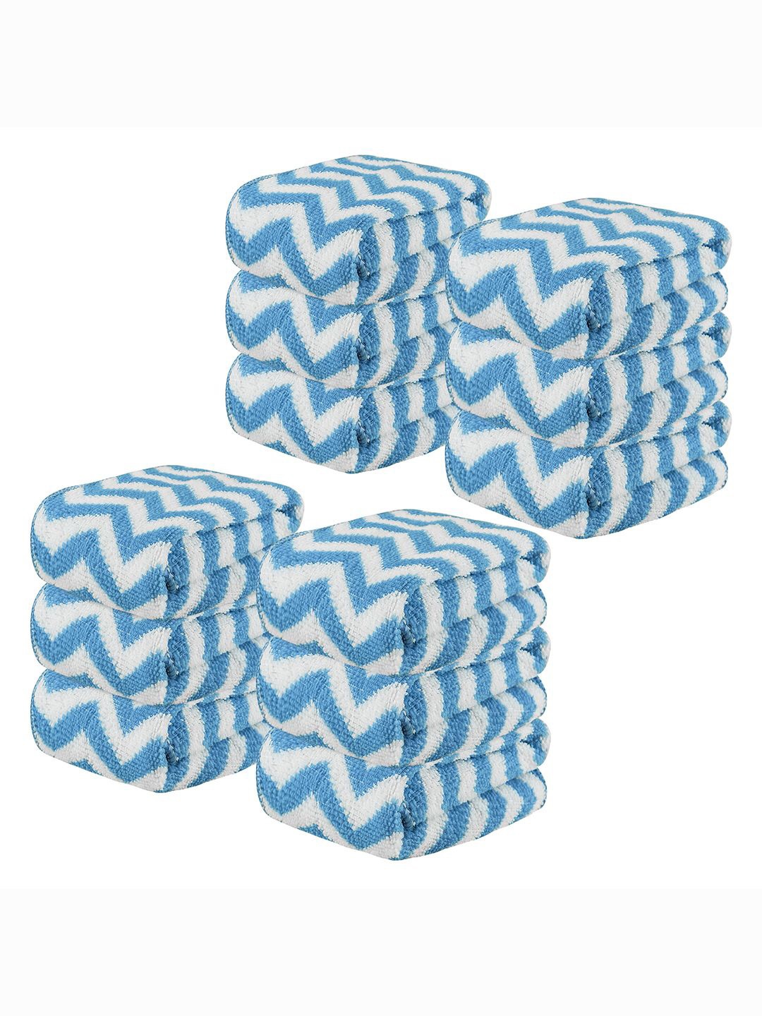 

Kuber Industries Blue 12 Pieces Printed Super Absorbent 250 GSM Microfibre Face Towels