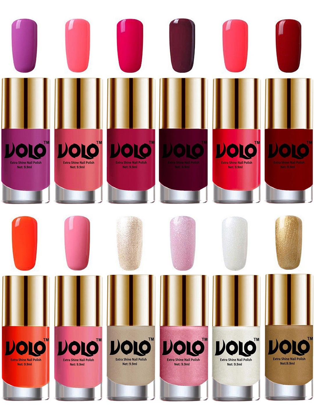 

VOLO Set Of 12 Luxury Super Shine Nail Polish- 9.9ml Each- Combo- No- 73, White