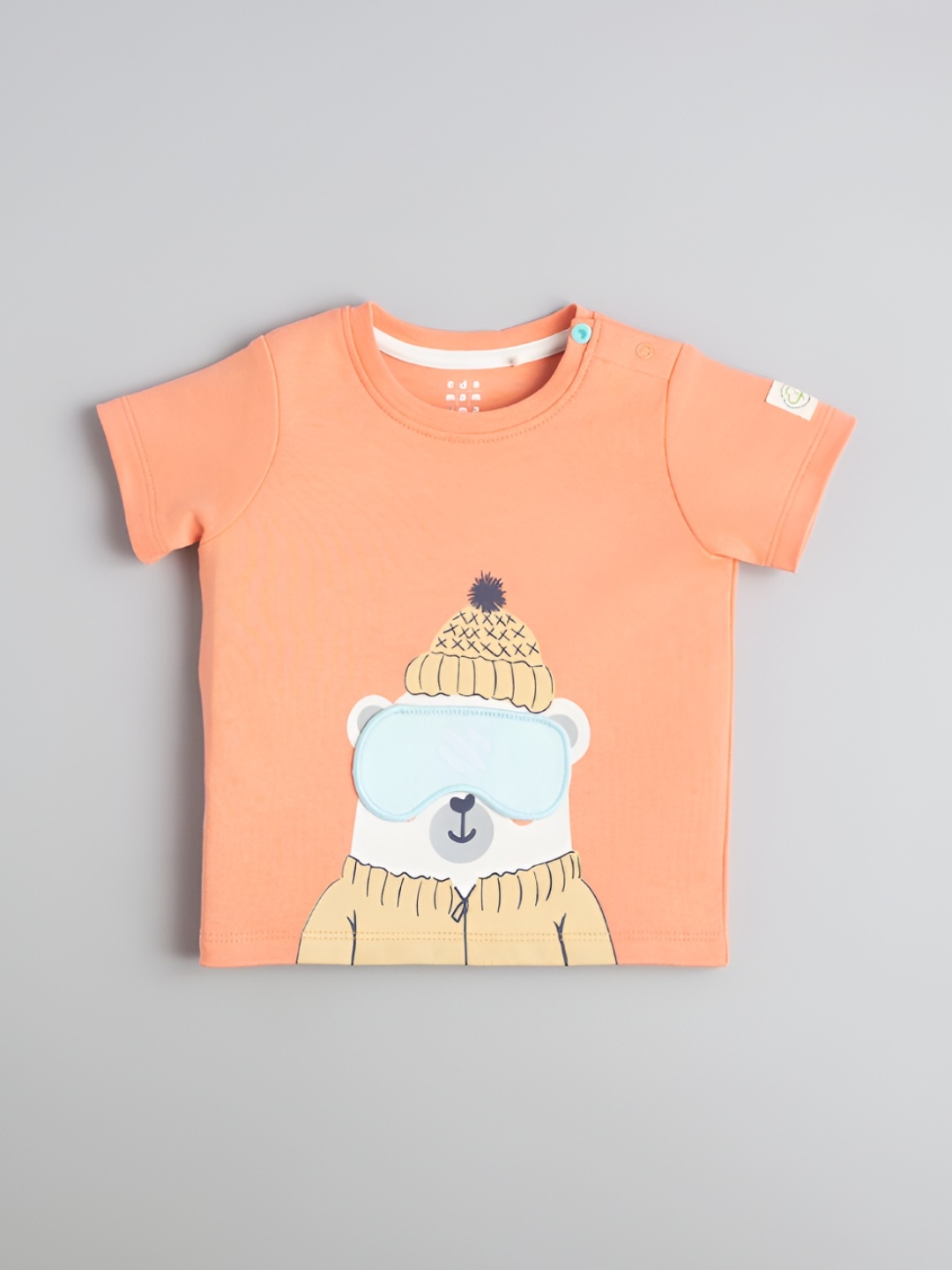 

Ed-a-Mamma Baby Unisex Kids Bio Finish Graphic Printed Round Neck Organic Cotton T-shirt, Orange