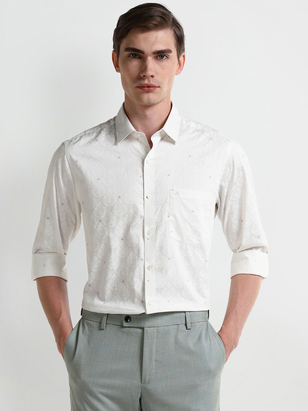 

Arrow Men Opaque Printed Formal Shirt, White