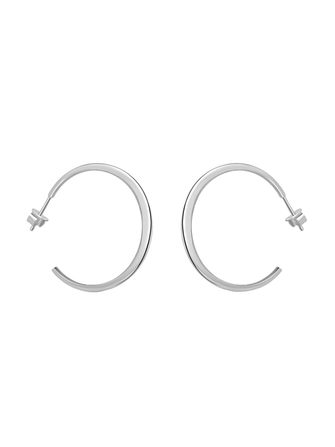 

925 SILLER 925 Pure Silver Crescent Moon Hoop Earrings