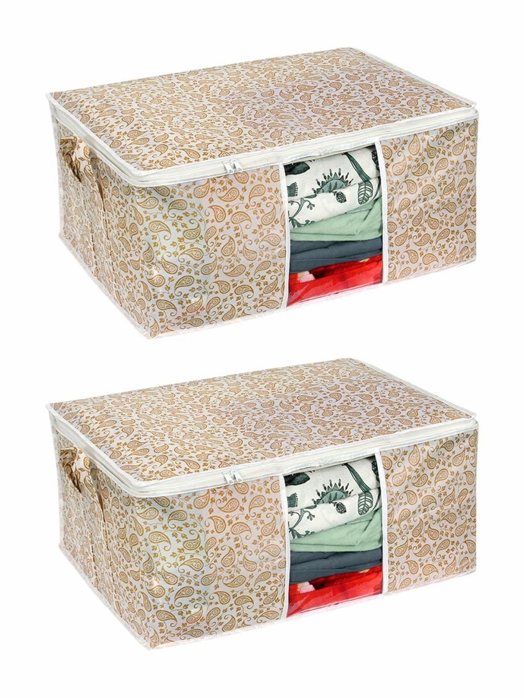 

prettykrafts Brown & White 2 Pieces Reusable Multi-Utility Organisers