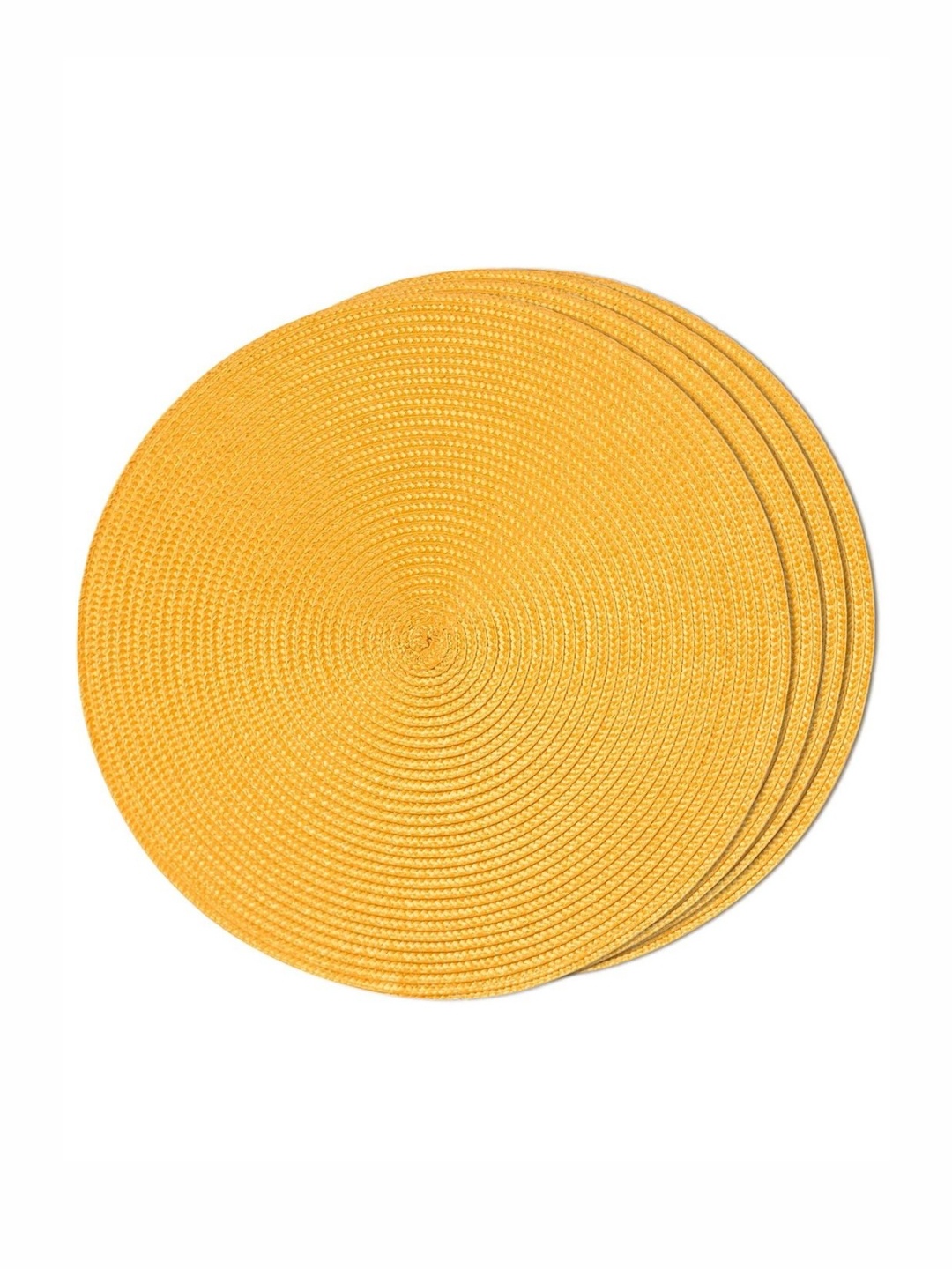 

TIED RIBBONS Yellow 4 Pieces Textured Round Table Placemats