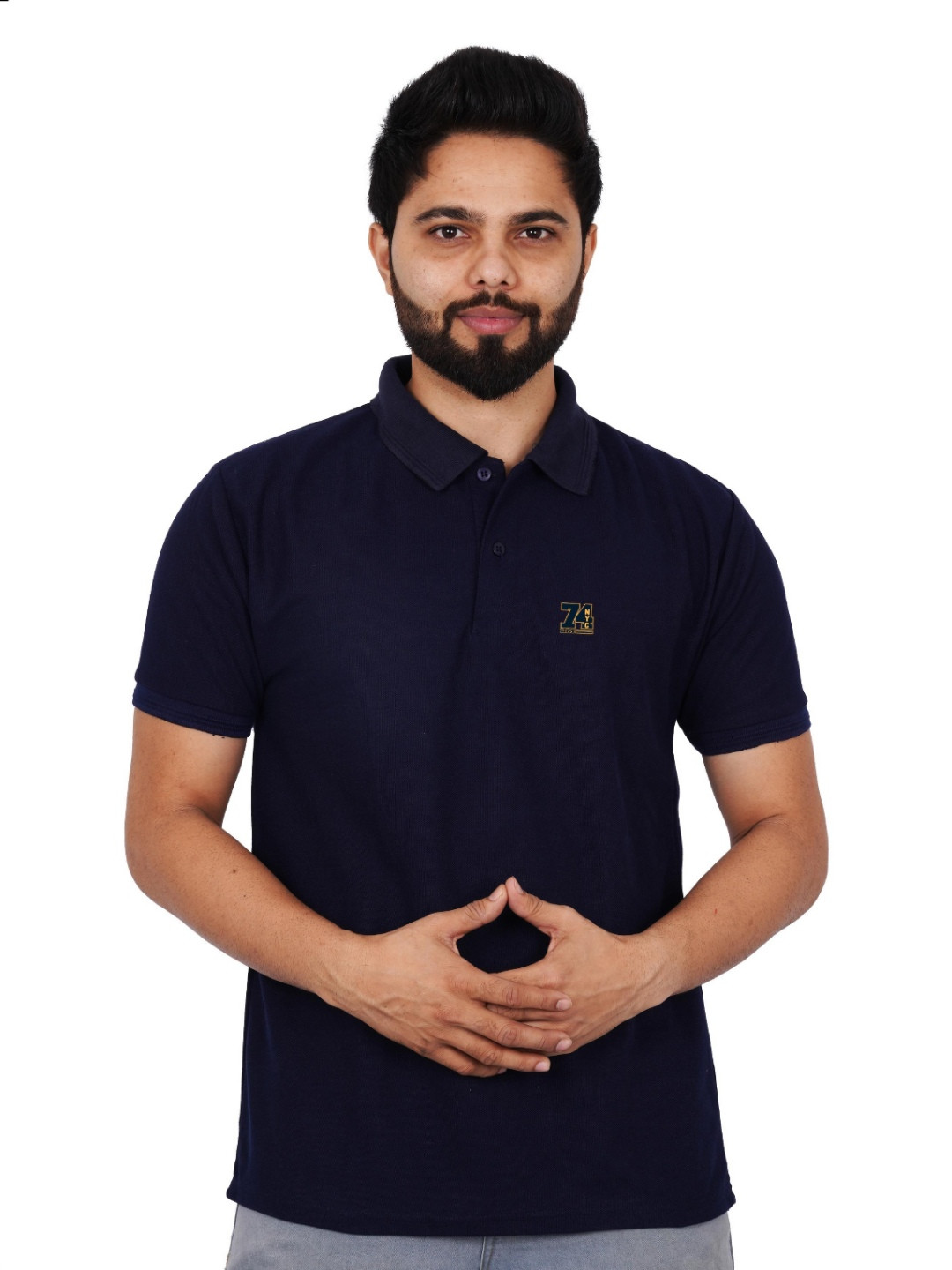 

LA MILANO Men Polo Collar Cotton T-shirt, Navy blue