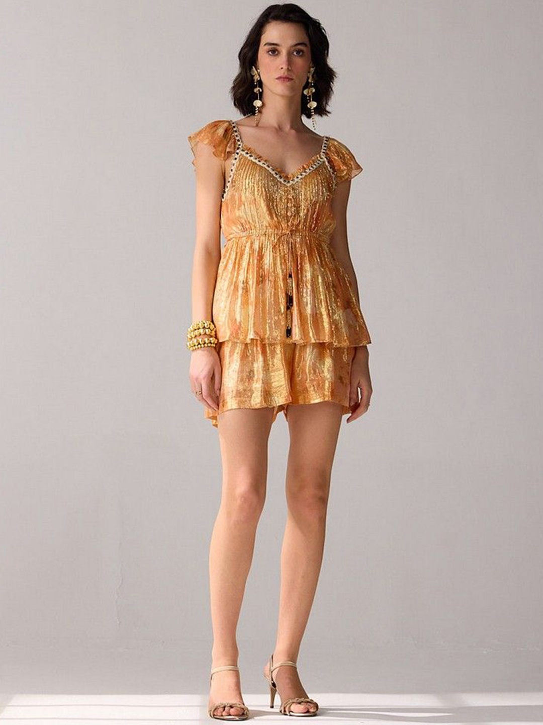 

VERB BY PALLAVI SINGHEE Embellished Top With Shorts, Gold