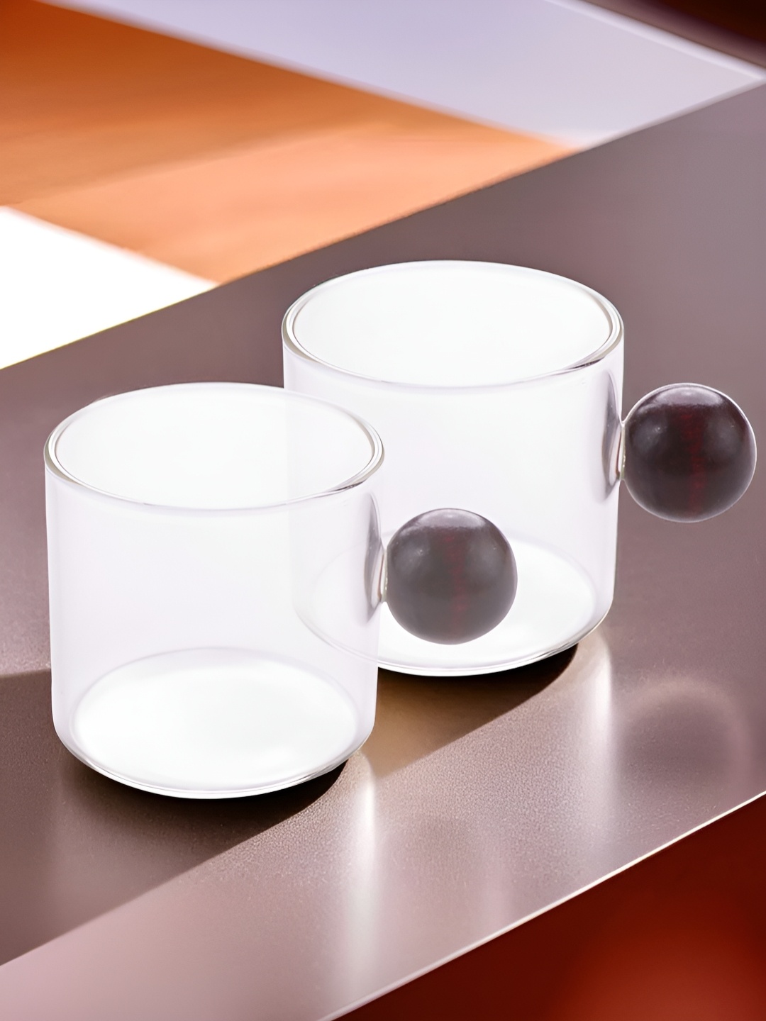 

The Better Home Transparent & Brown 2 Pieces Glossy Borosilicate Glass Mugs 120 ml Each