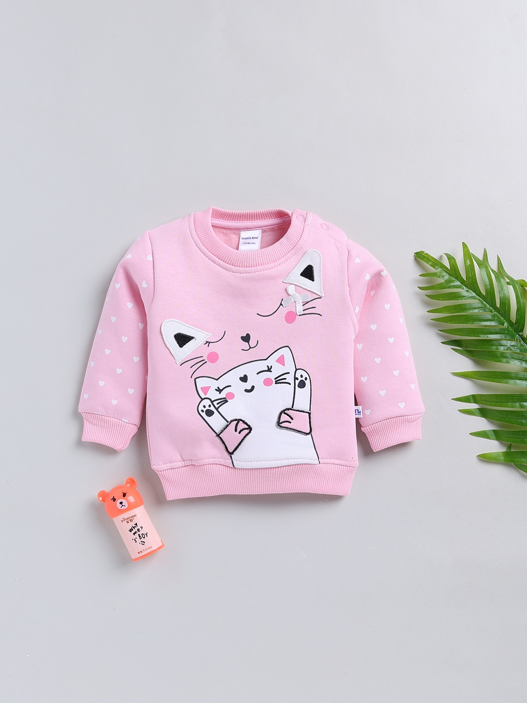 

Moms Love Infant Girls Printed Pure Cotton Sweatshirt, Pink