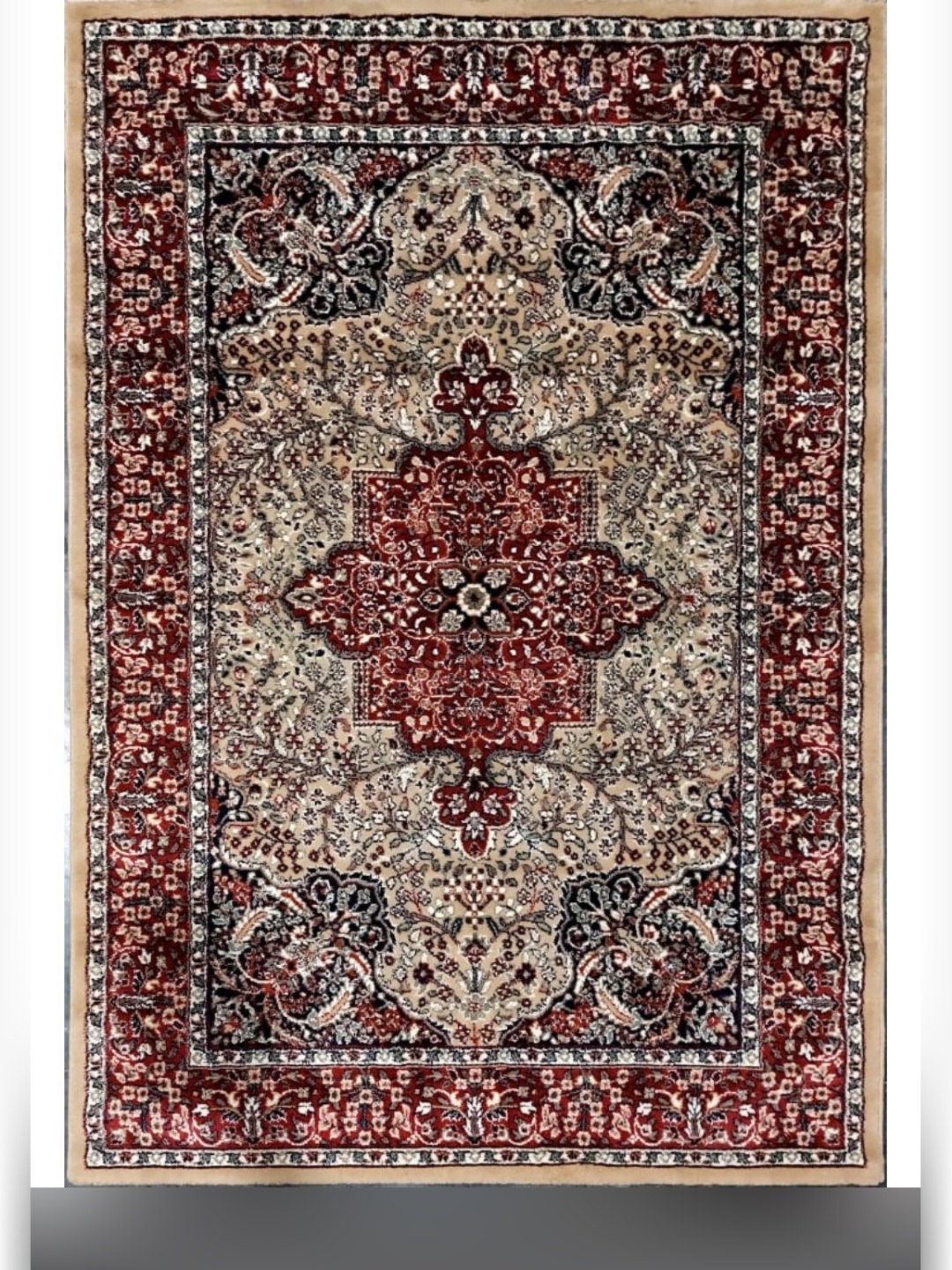 

Carpet Decore Beige & Red Ethnic Motifs Printed Nylon Carpet