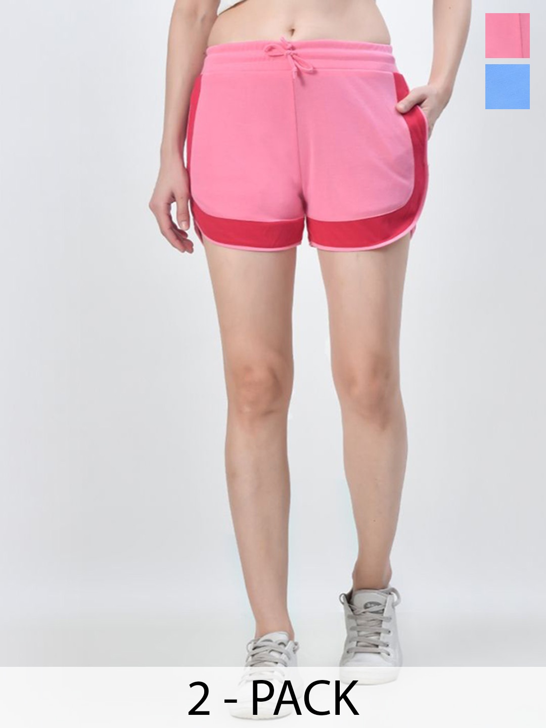 

BAESD Women Pack Of 2 High-Rise Hot Pants Shorts, Pink