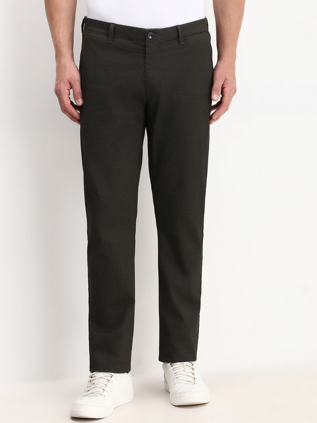 

Allen Solly Men Printed Slim Fit Trousers, Grey