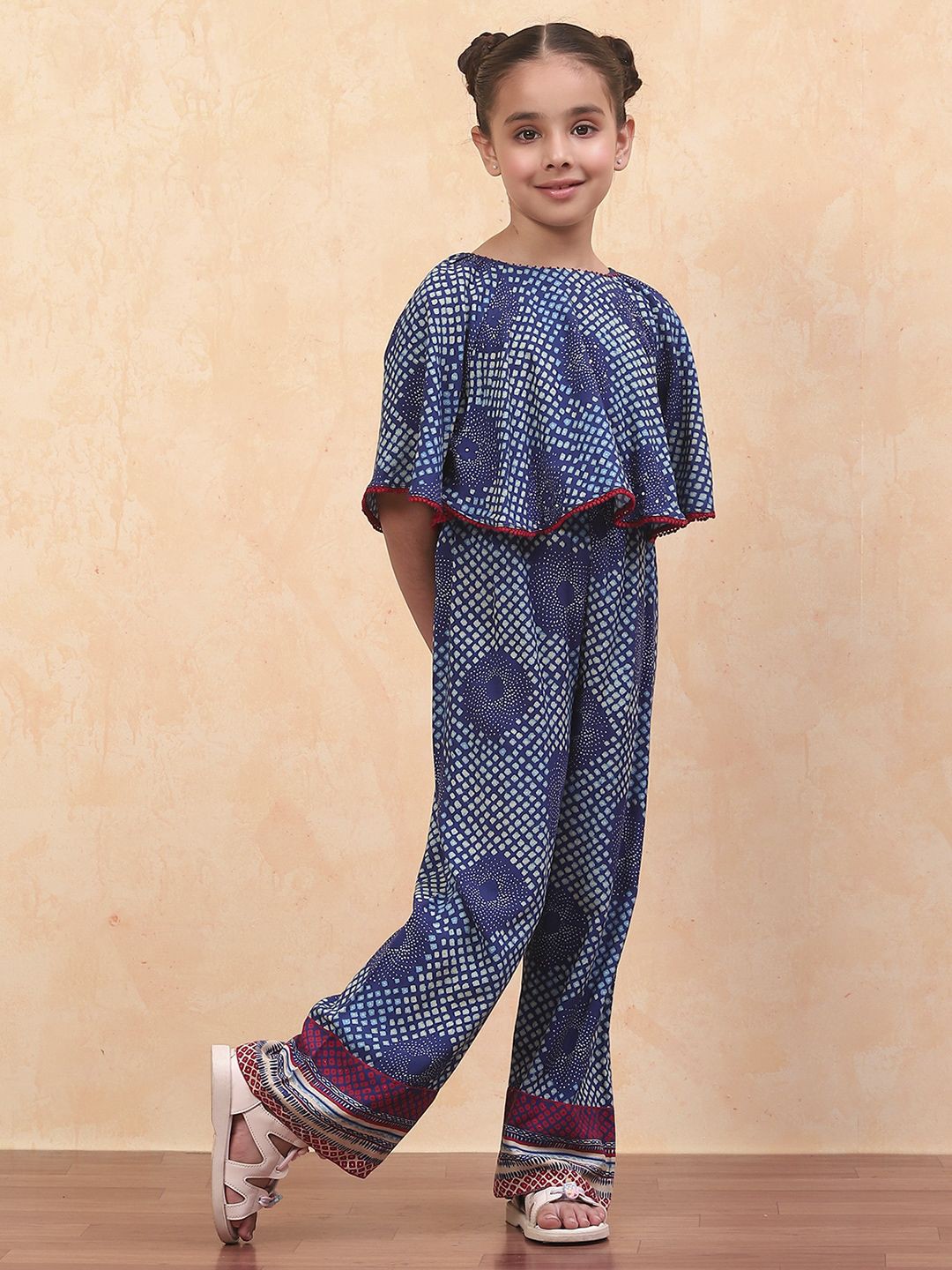 

Biba Girls Printed Round Neck Basic Jumpsuit, Blue