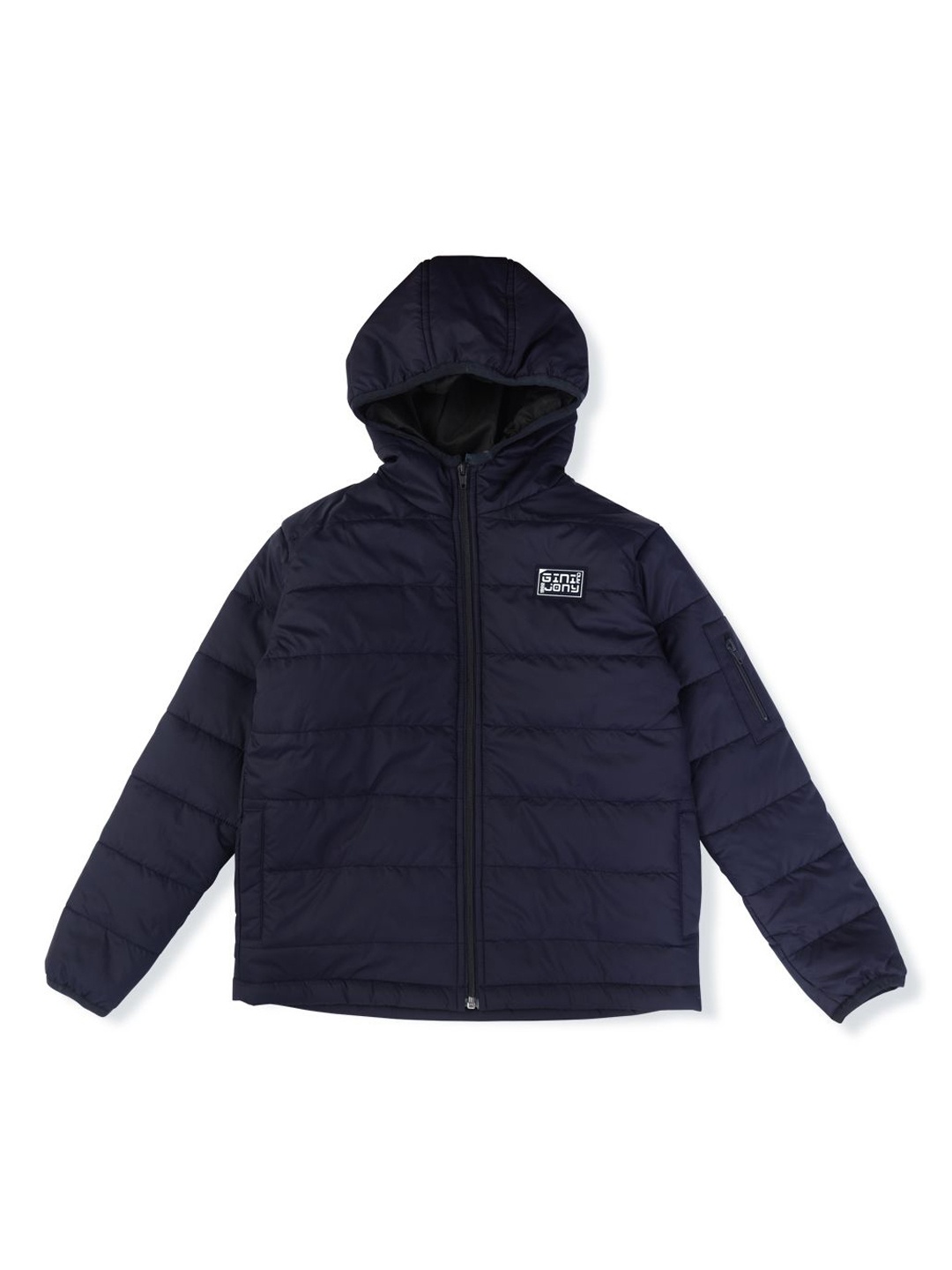 

Gini and Jony Boys Full Sleeves Brand Logo Puffer Jacket, Navy blue