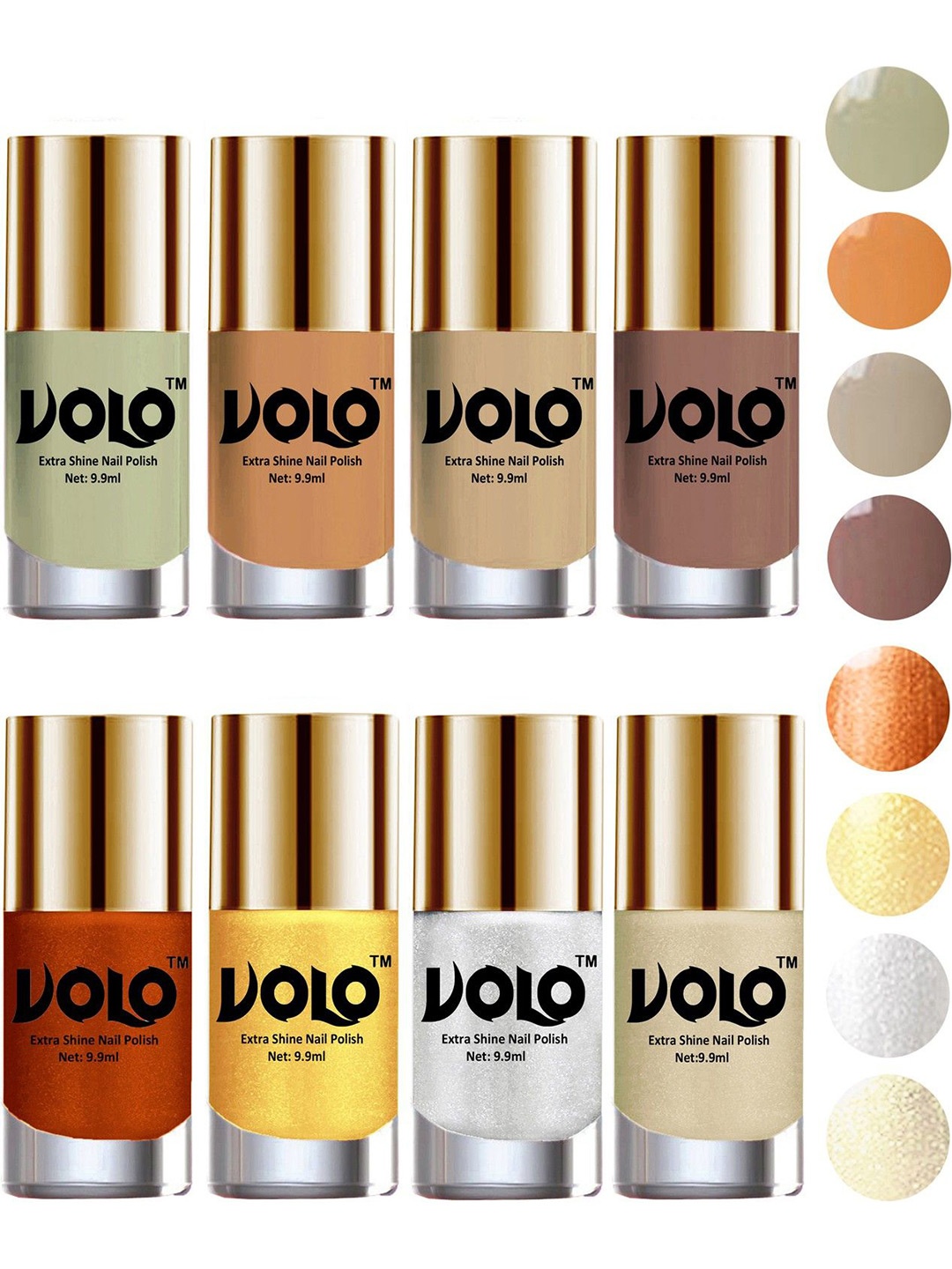 

VOLO Set of 8 High-Shine Professional Nail Polish-9ml Each-Combo No-26, Multi