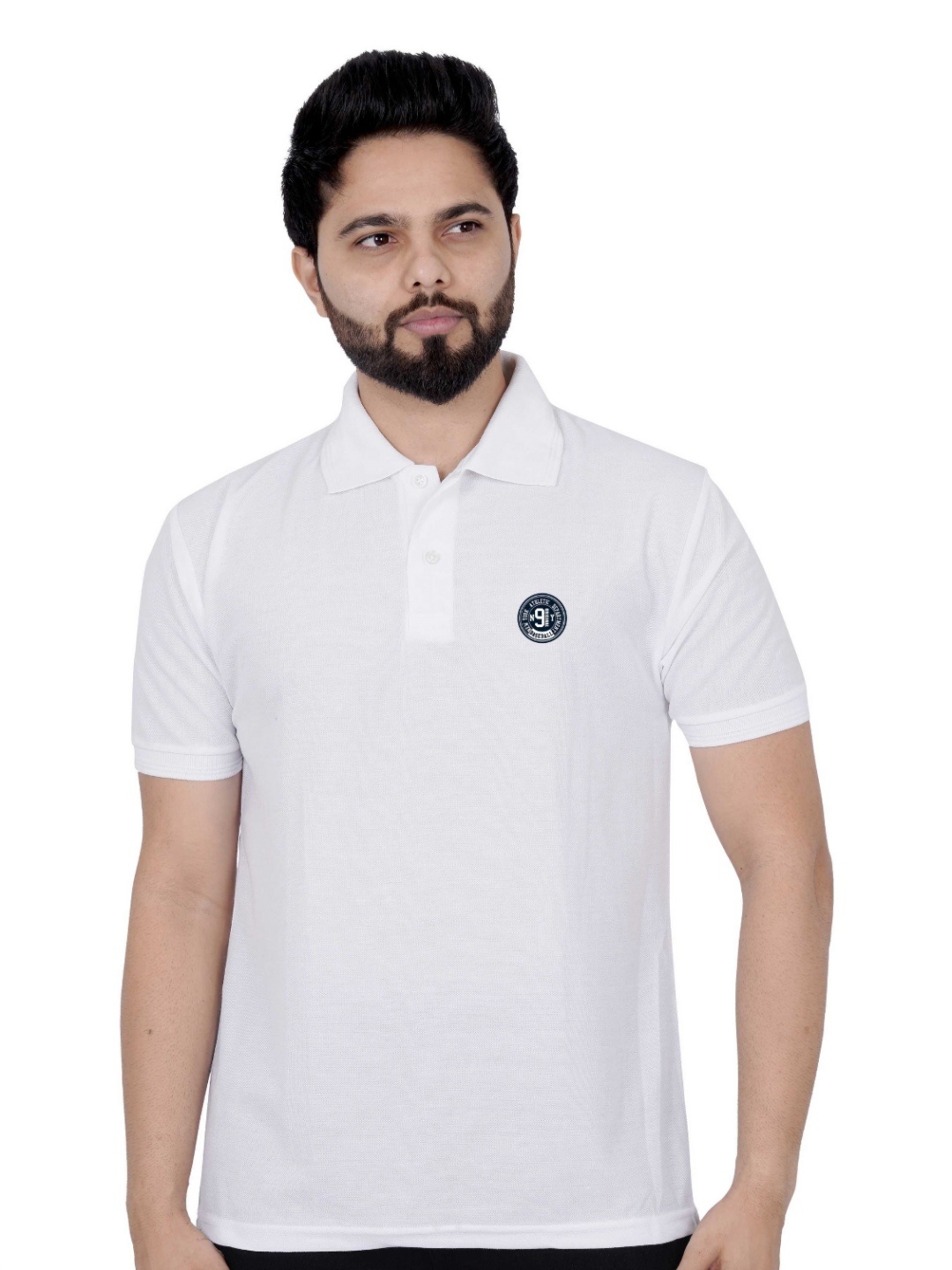 

LA MILANO Men Polo Collar Applique Slim Fit T-shirt, White