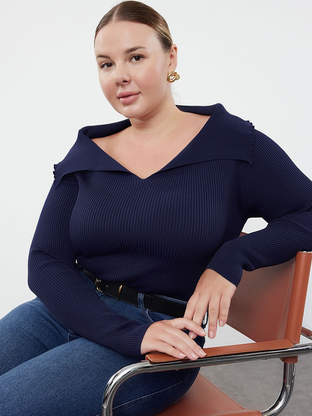 

Trendyol Women Striped Pullover, Navy blue