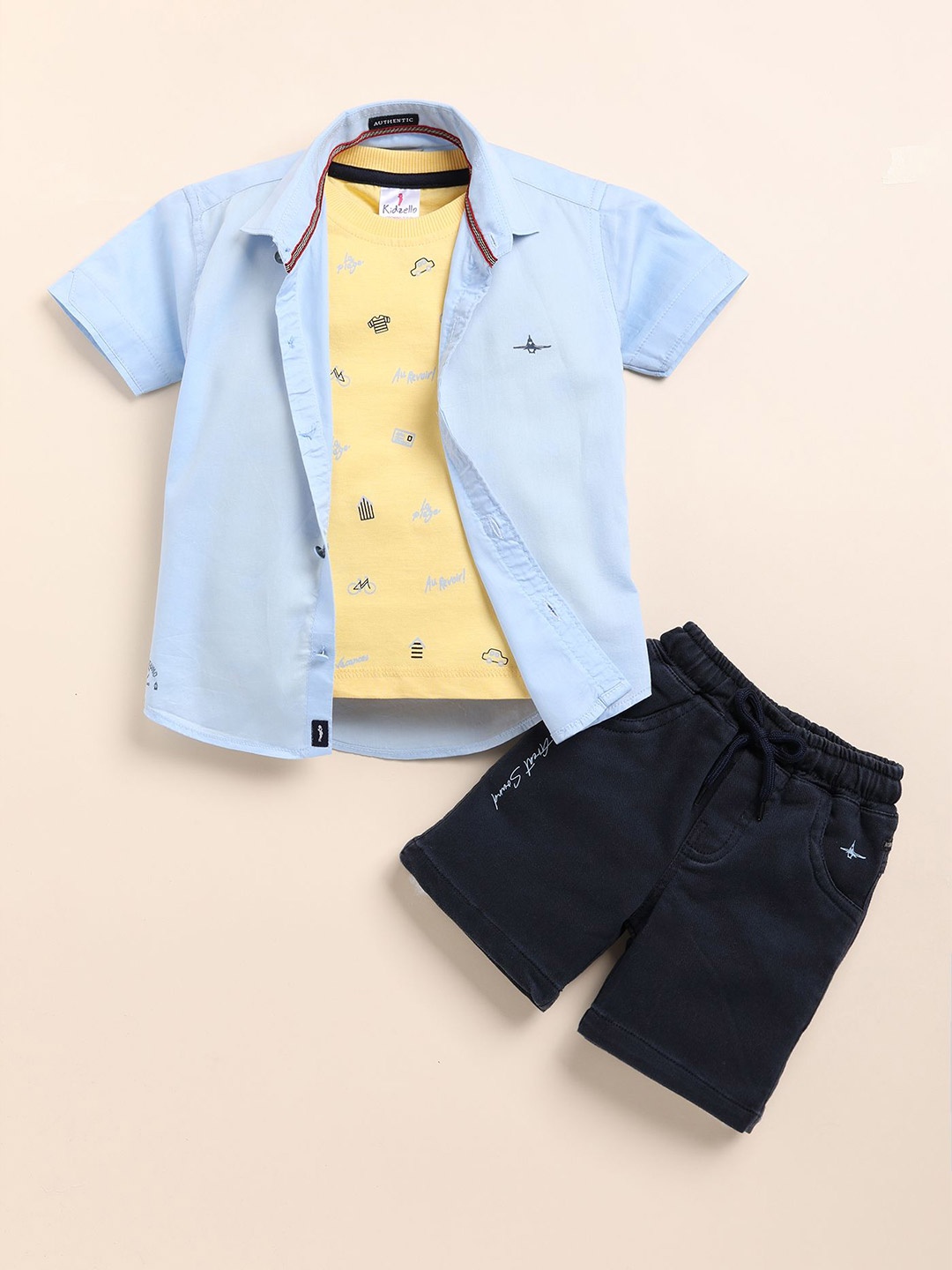 

BAESD Boys Pure Cotton T-Shirt And Shorts With Shirt, Blue