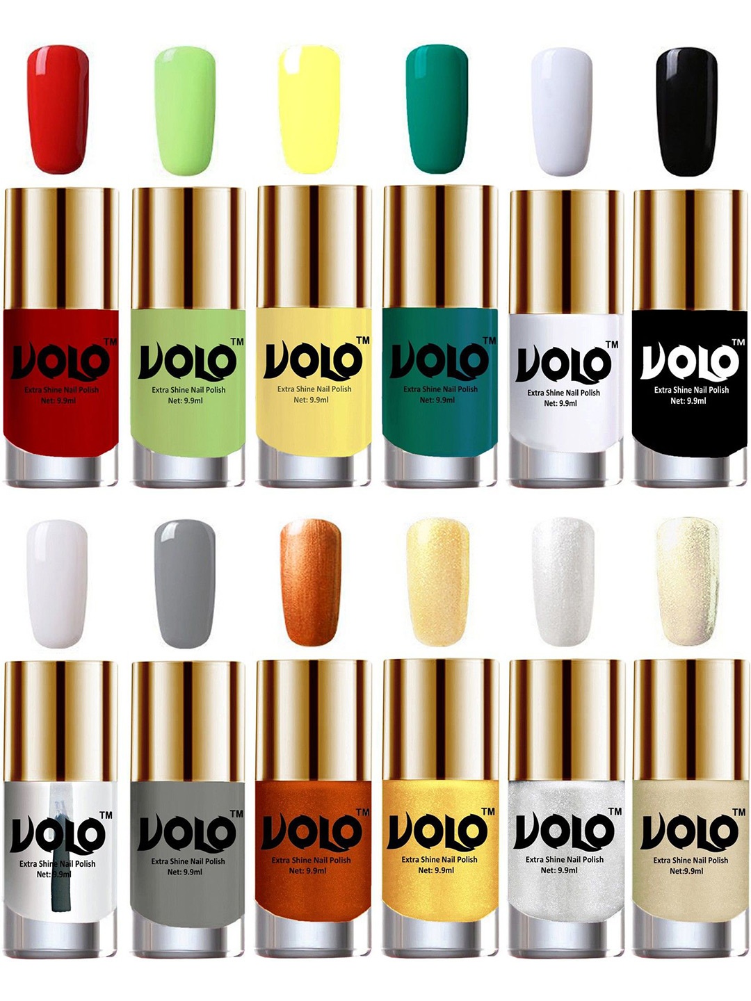 

VOLO Set of 12 Luxury Super Shine Vibrant Shades Nail Polish-9ml Each-Combo No-310, Multi